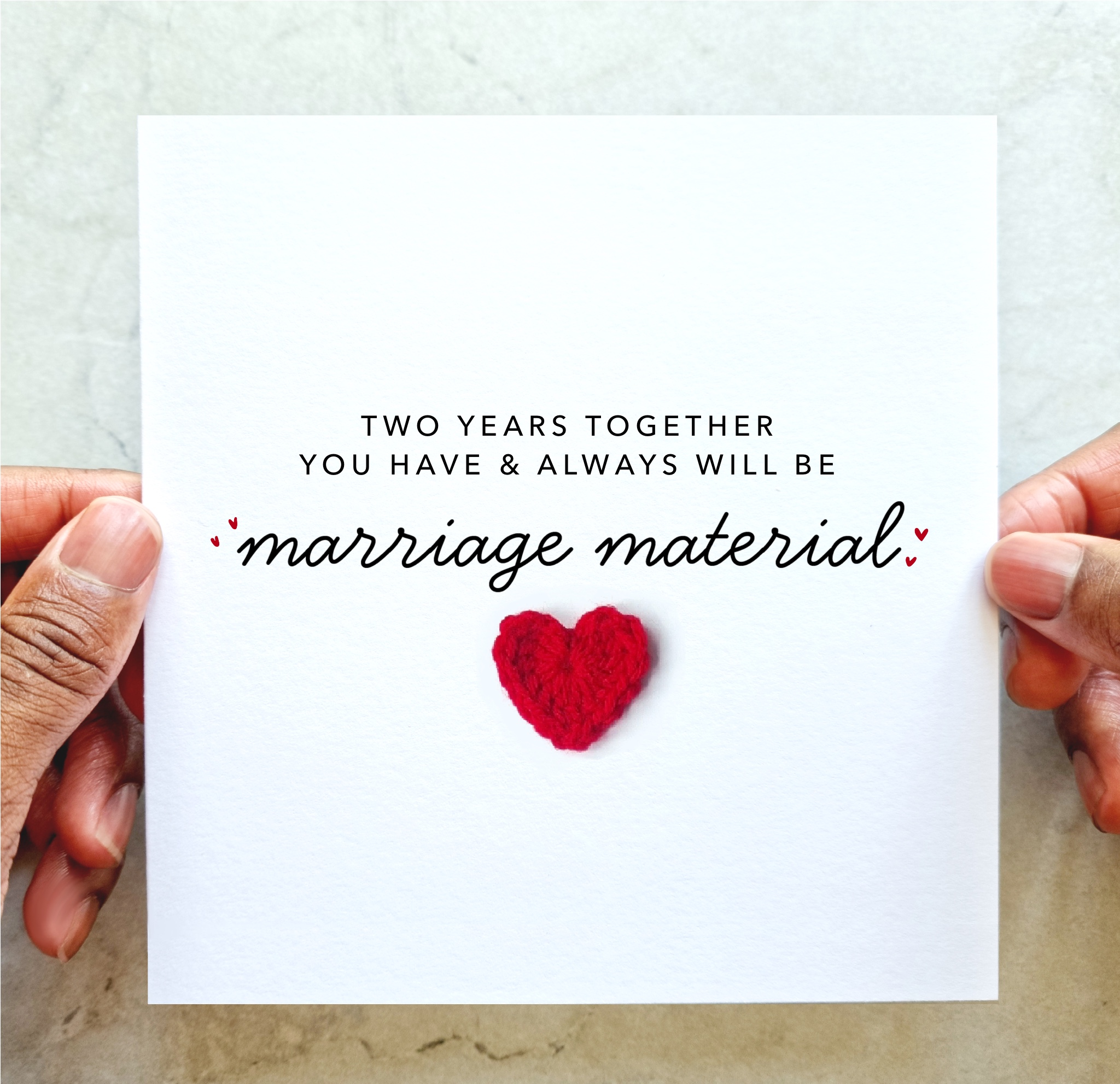2nd Anniversary Card - Marriage Material - Crochet Heart