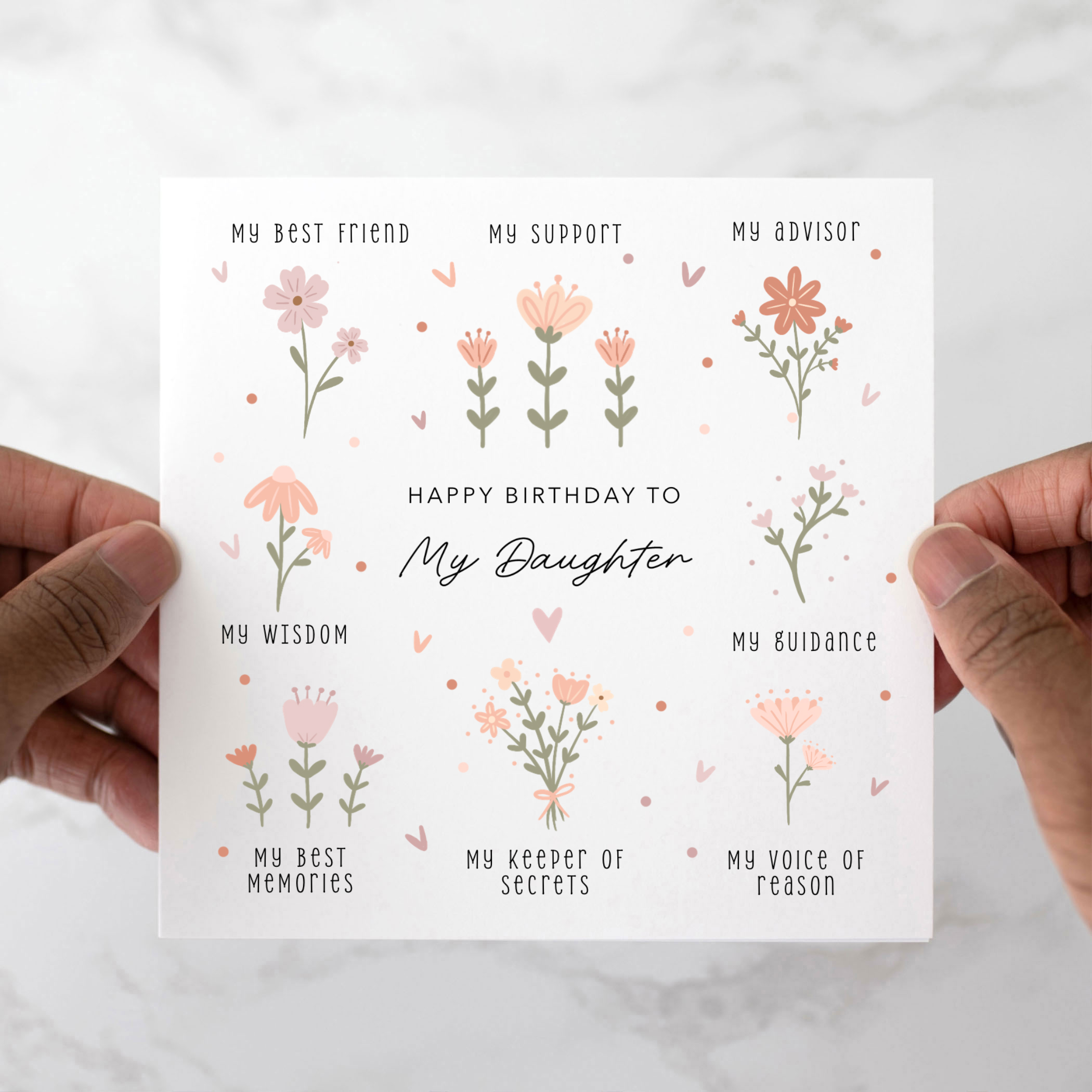 Daughter Birthday Card - Flower Design