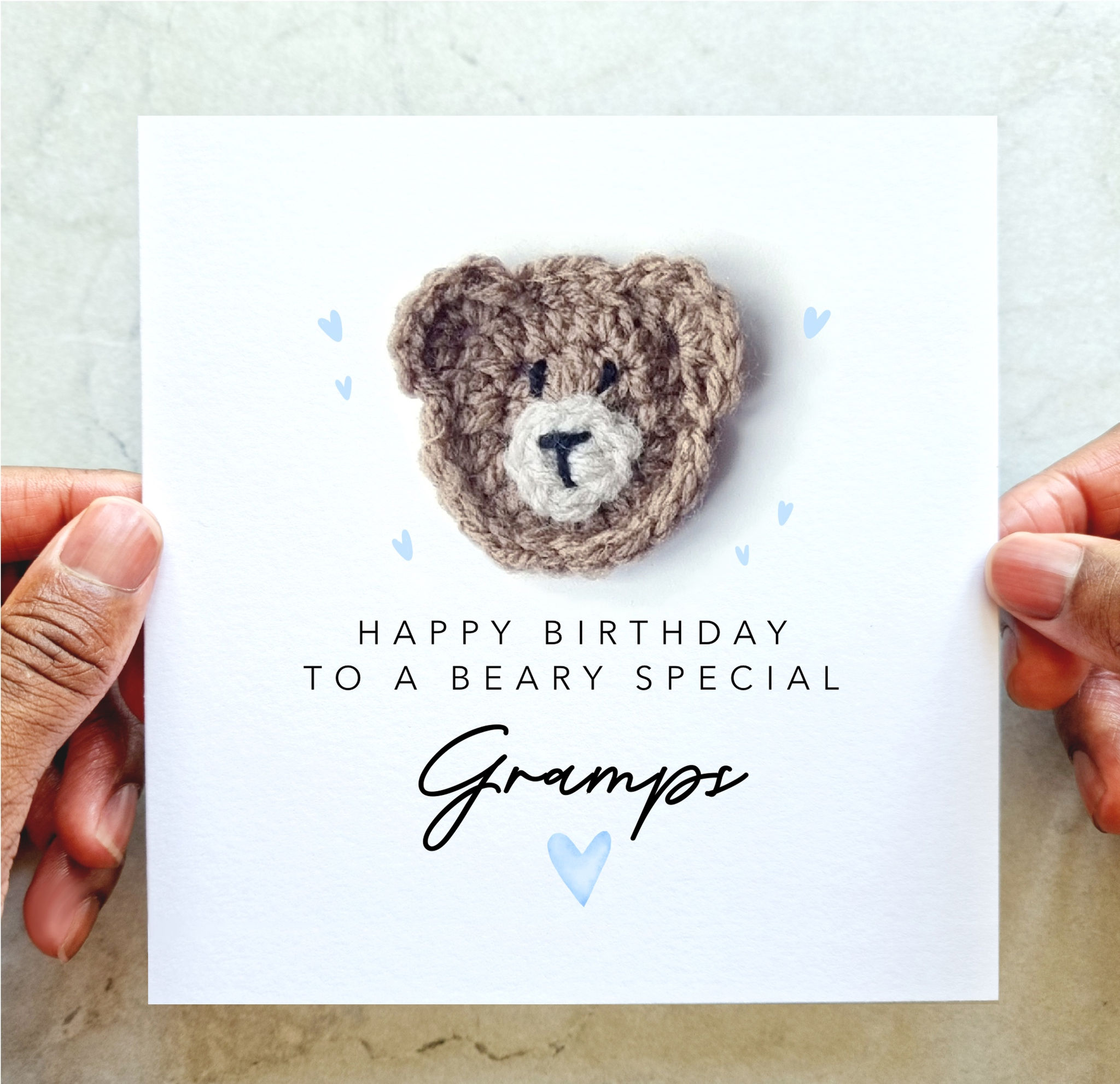 Gramps Birthday Card - Crochet Bear