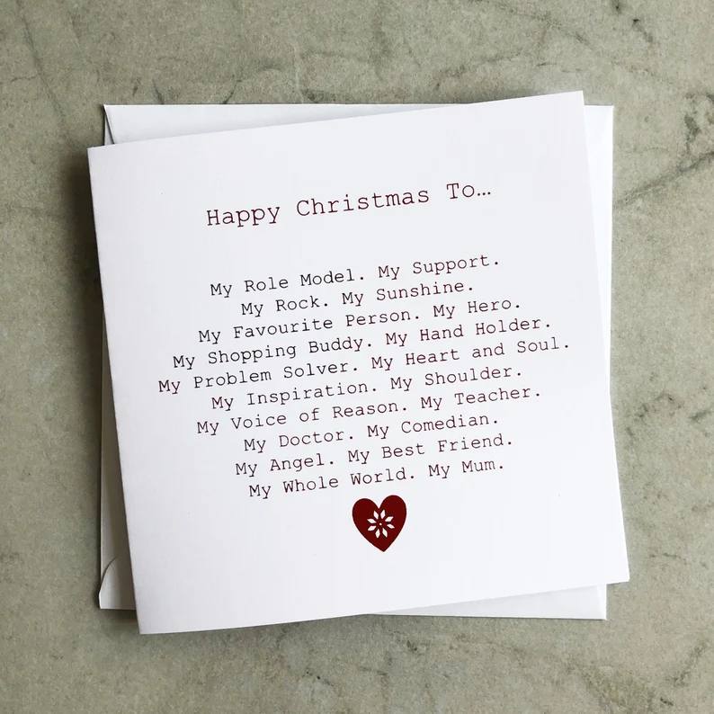 Poem My Mum Christmas Card - Red Foil