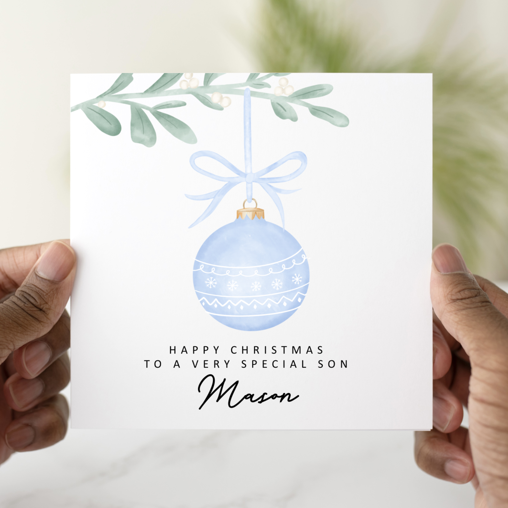 Personalised Son Christmas Card - Bauble