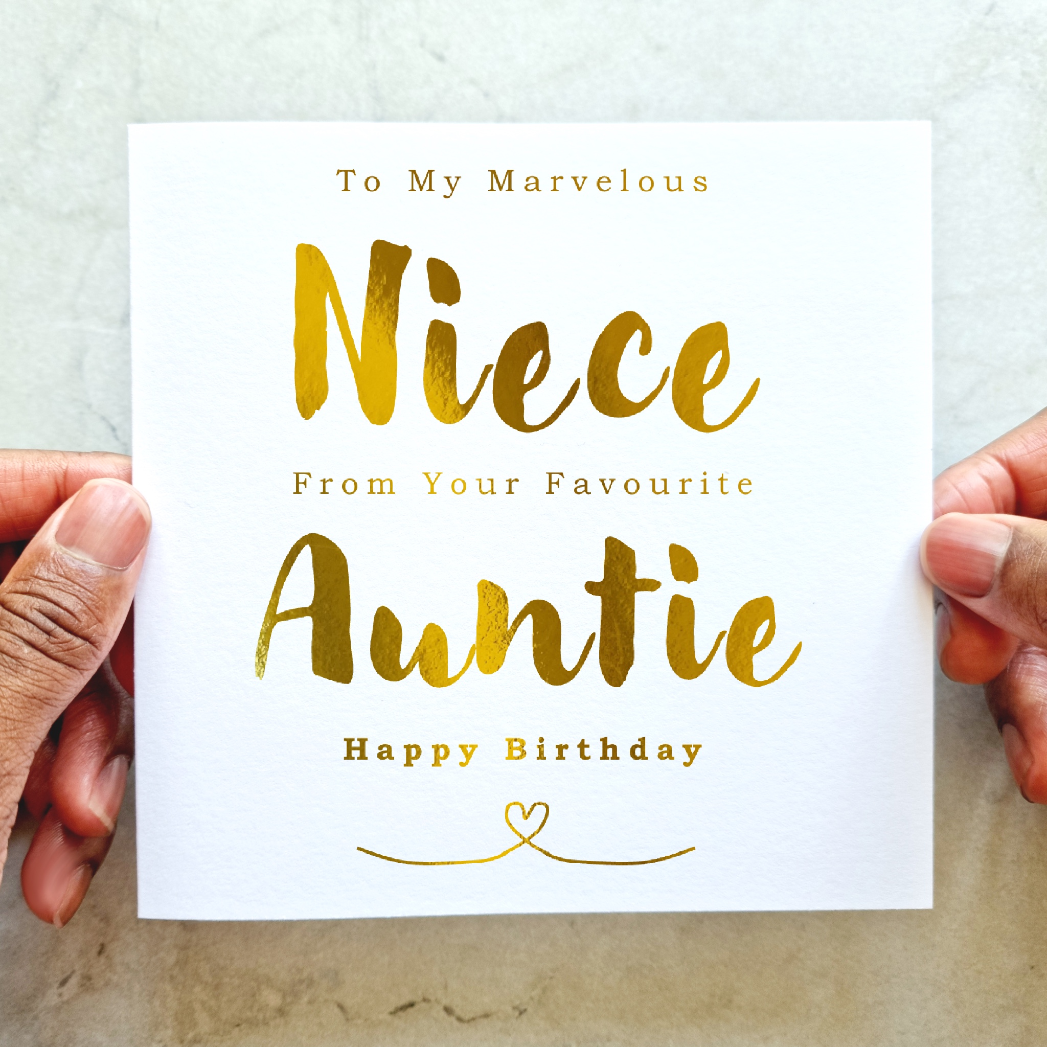 Niece Birthday Card - From Auntie - Gold Foil
