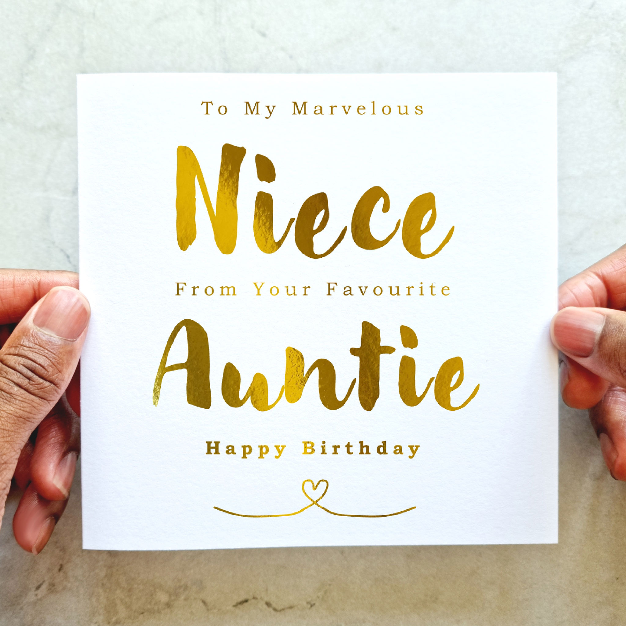 Niece Birthday Card - From Auntie - Gold Foil