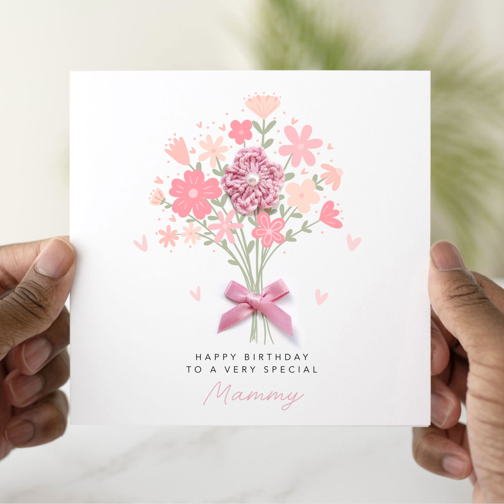 Flower Bouquet Mammy Birthday Card - Crochet Flowe