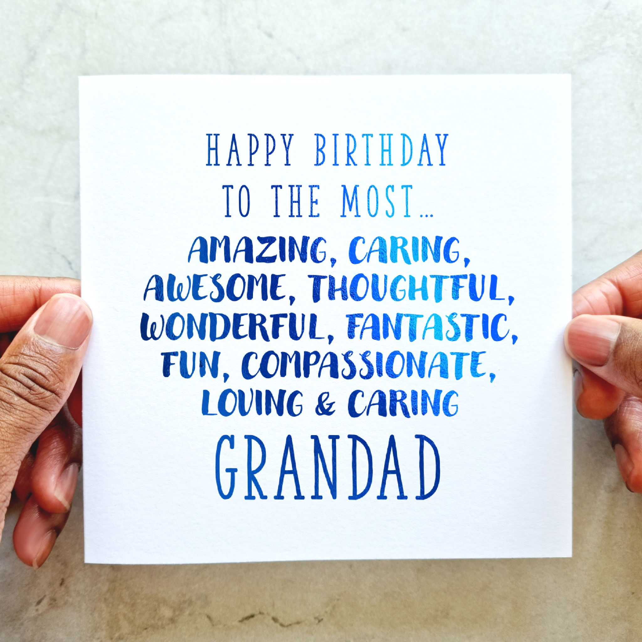 Grandad Birthday Card - Compliments - Blue Foil