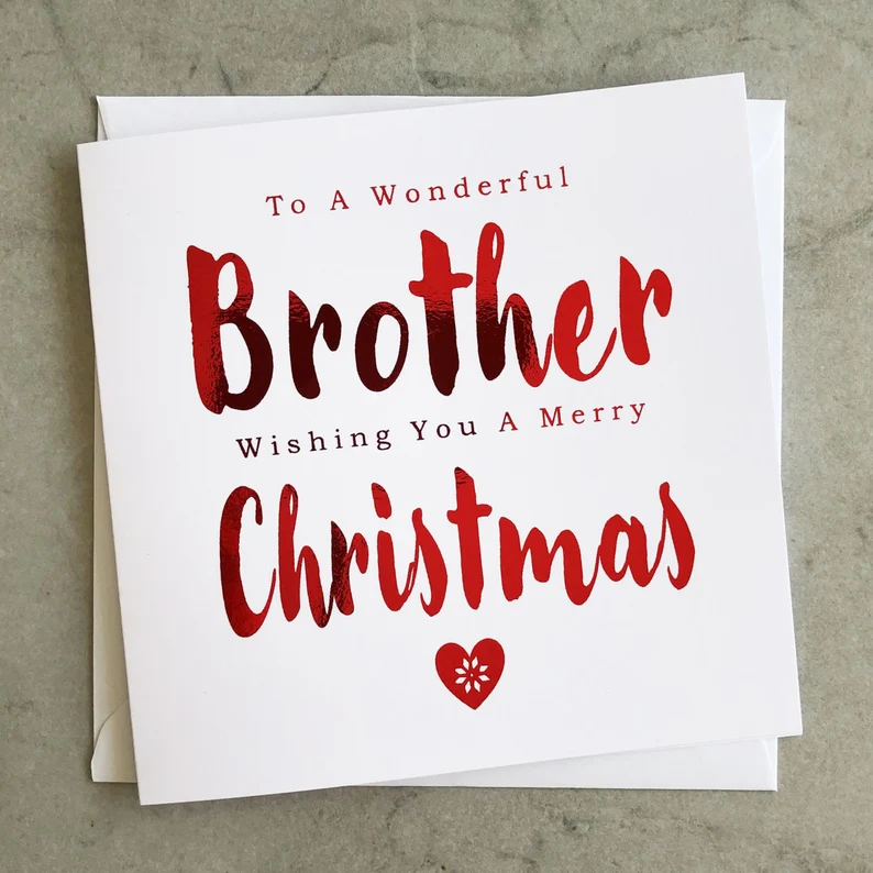 Simple Brother Christmas Card - Red Foil