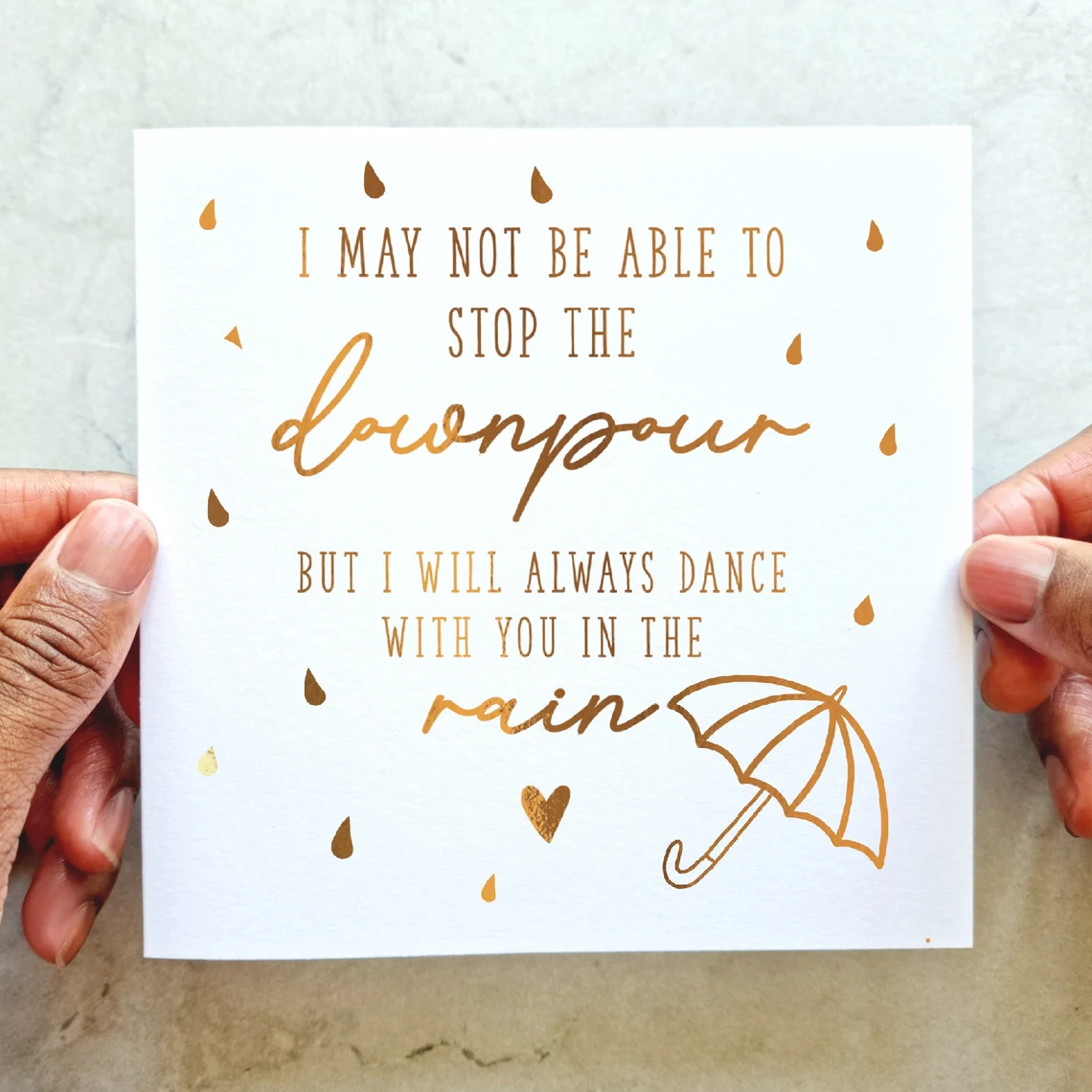 Sympathy Card - Downpour - Rose Gold Foil
