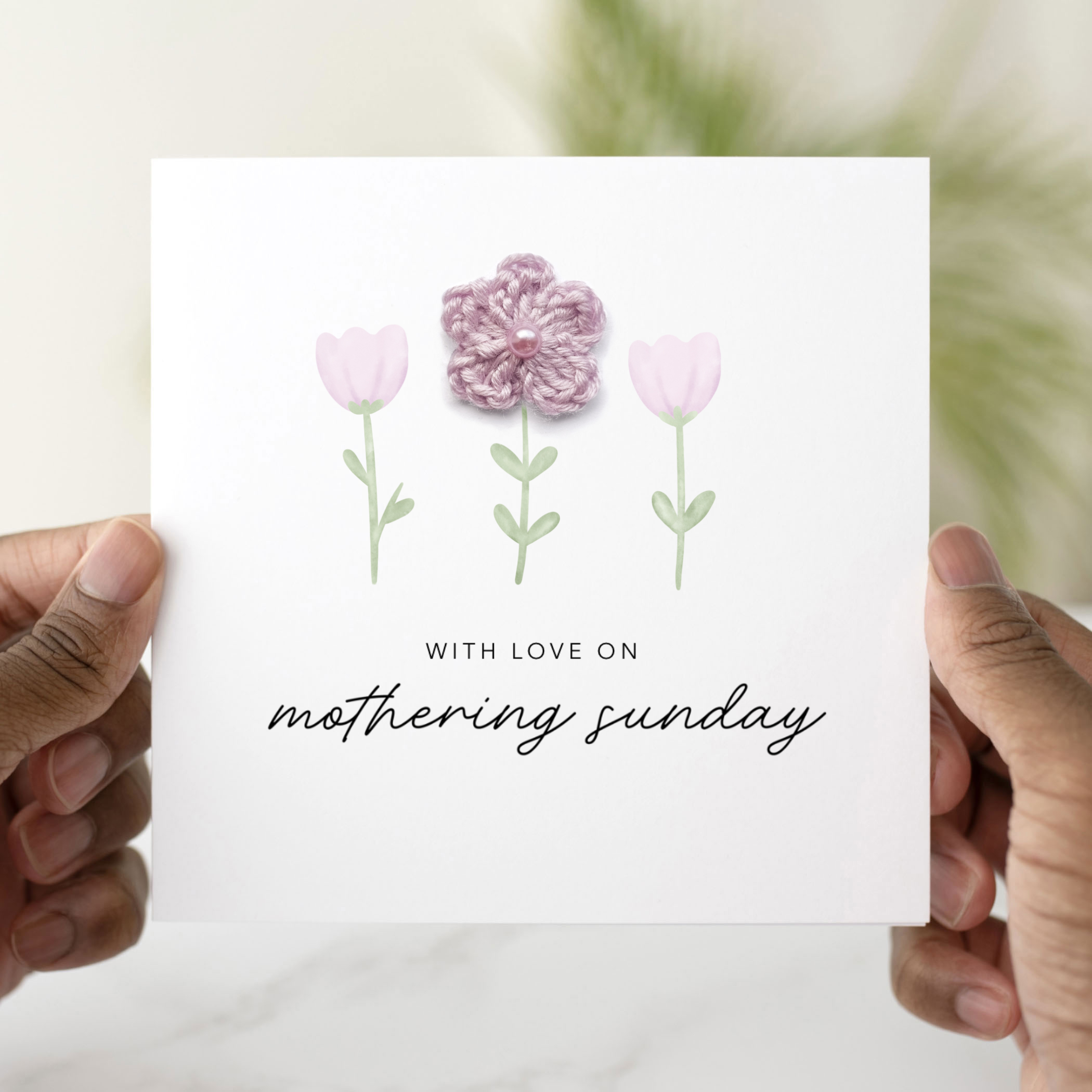 With Love On Mother's Day Card - Crochet Flower