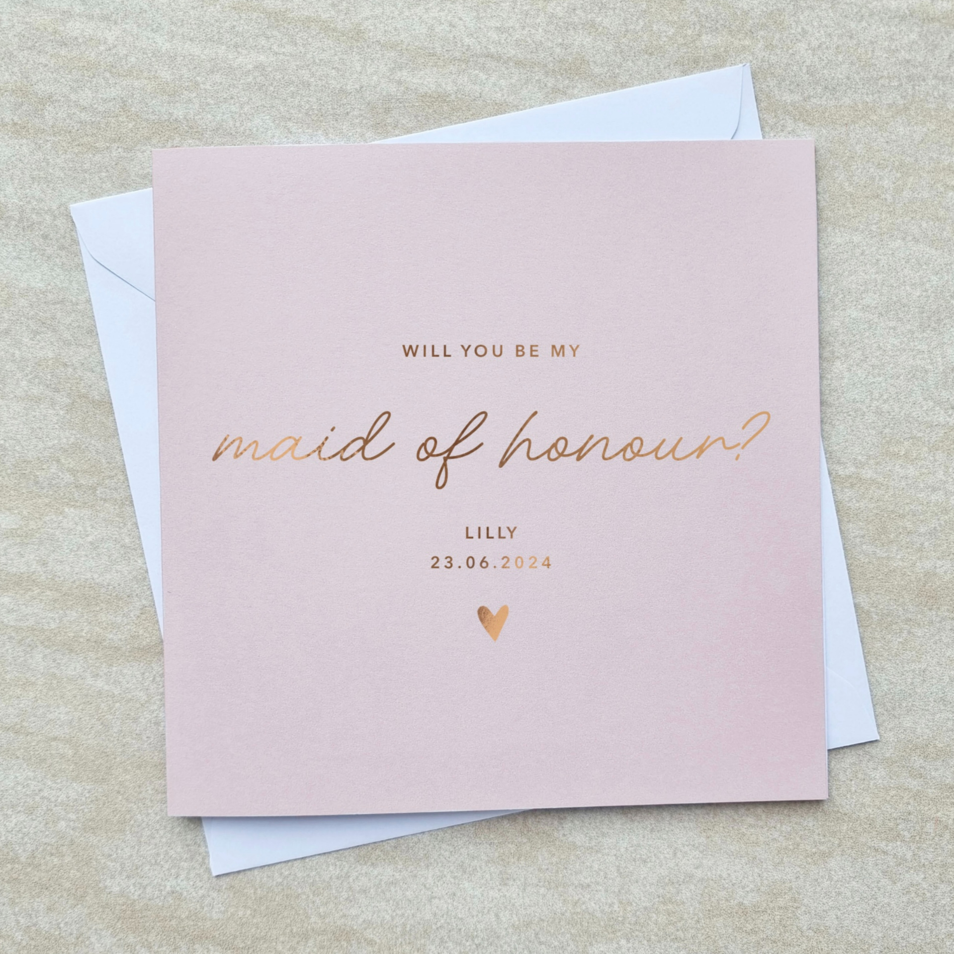Personalised Will You Be My Maid of Honour Card - Rose Gold Foil