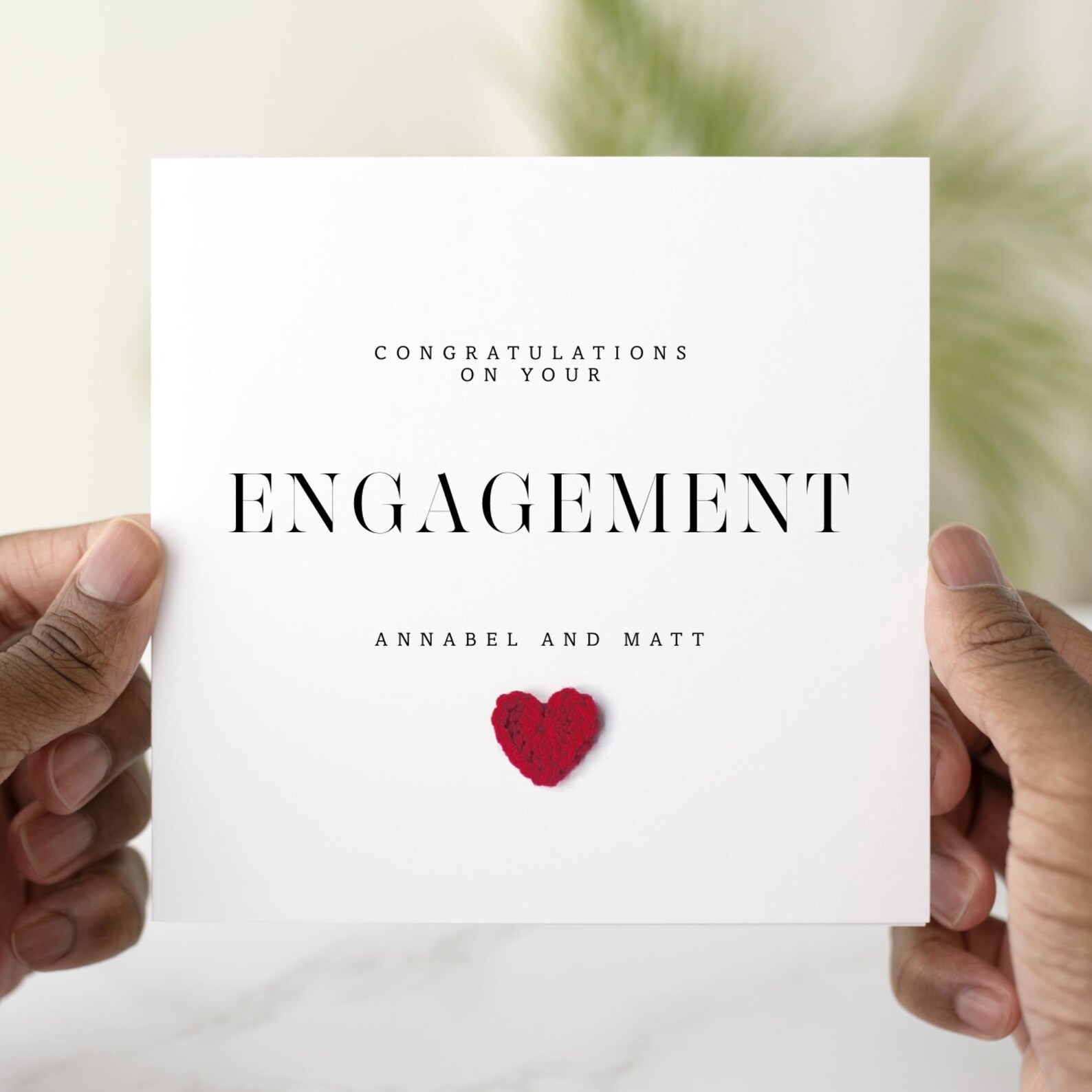 Personalised Engagement Card - Crochet Heart