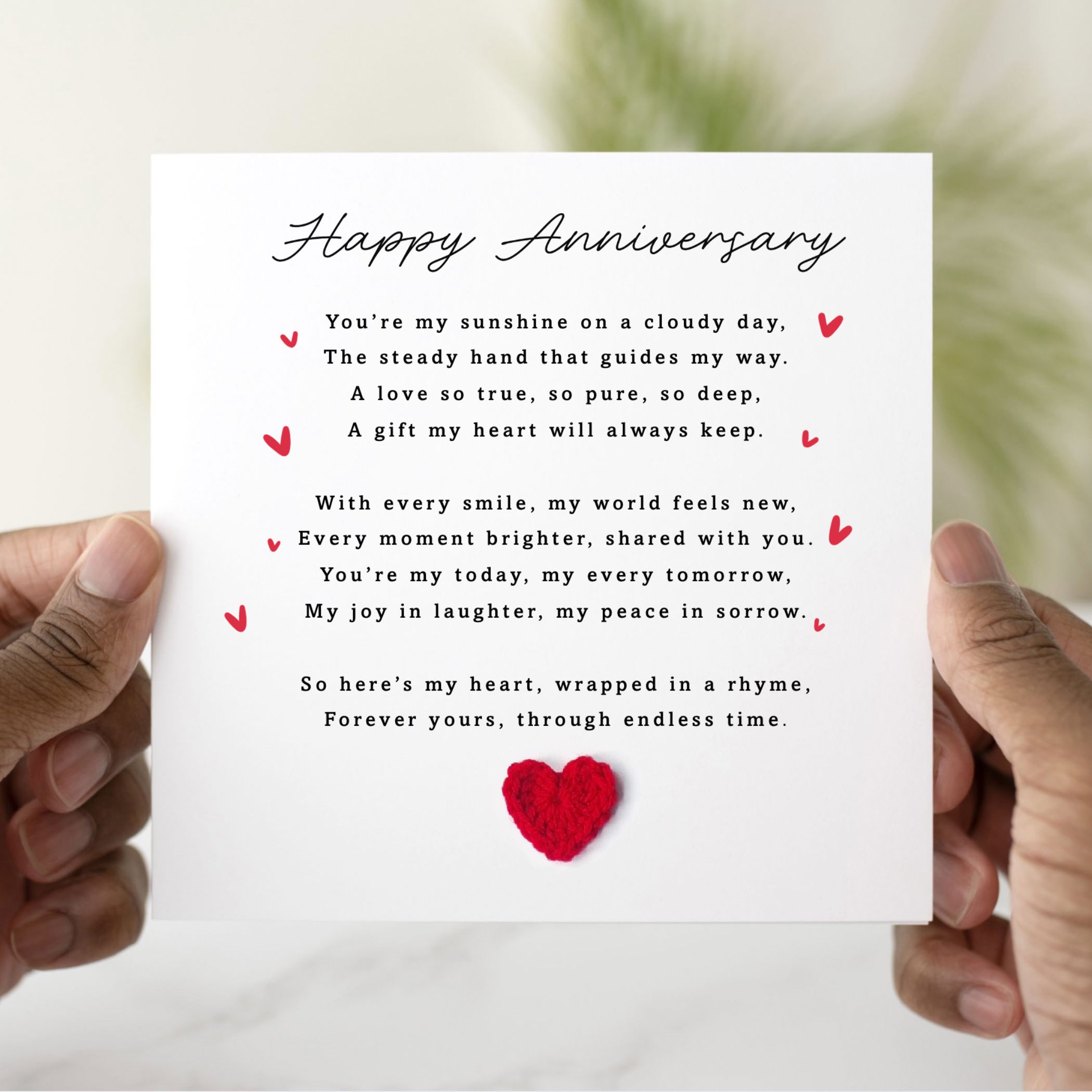 You Are My Sunshine Anniversary Card - Crochet Hear