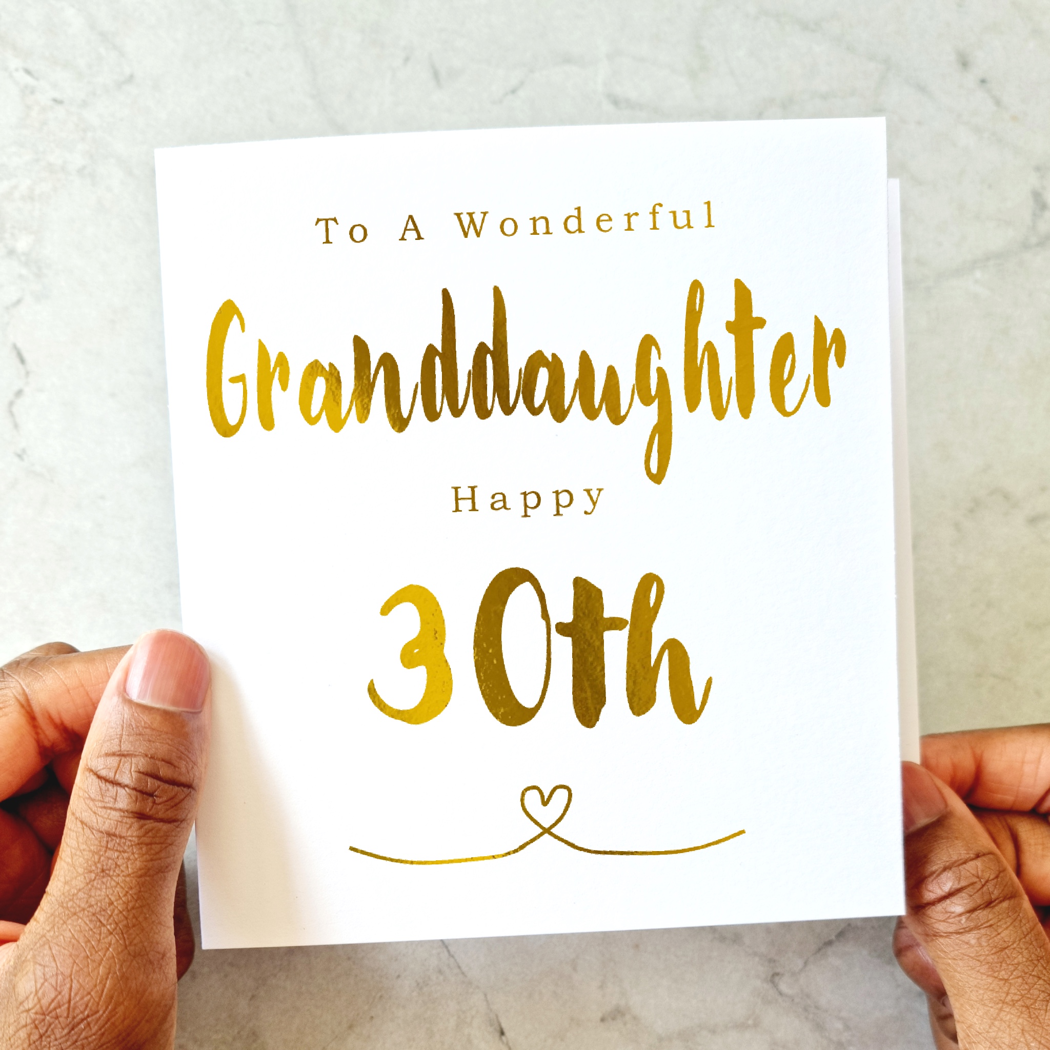 Granddaughter 30th Birthday Card - Gold Foil