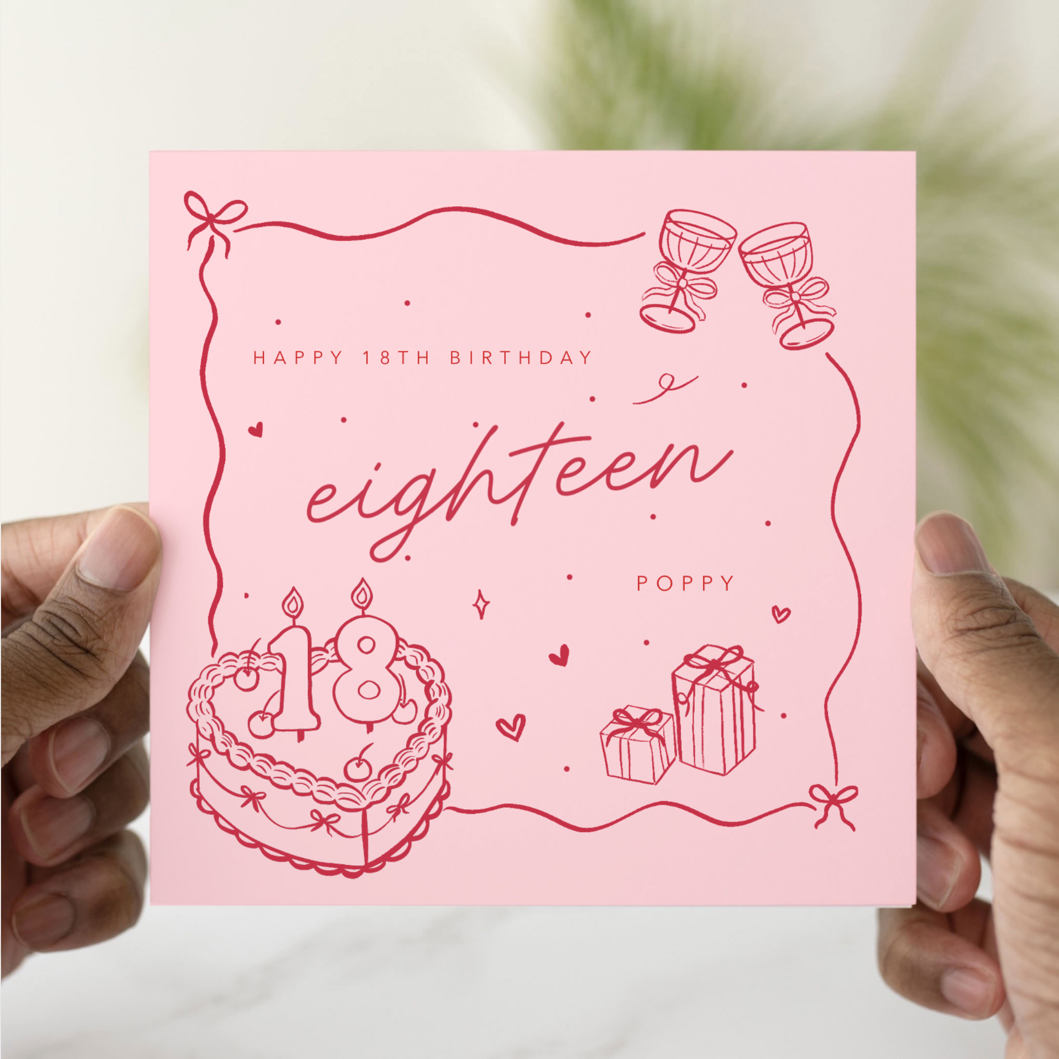 Personalised Pink 18th Birthday Card