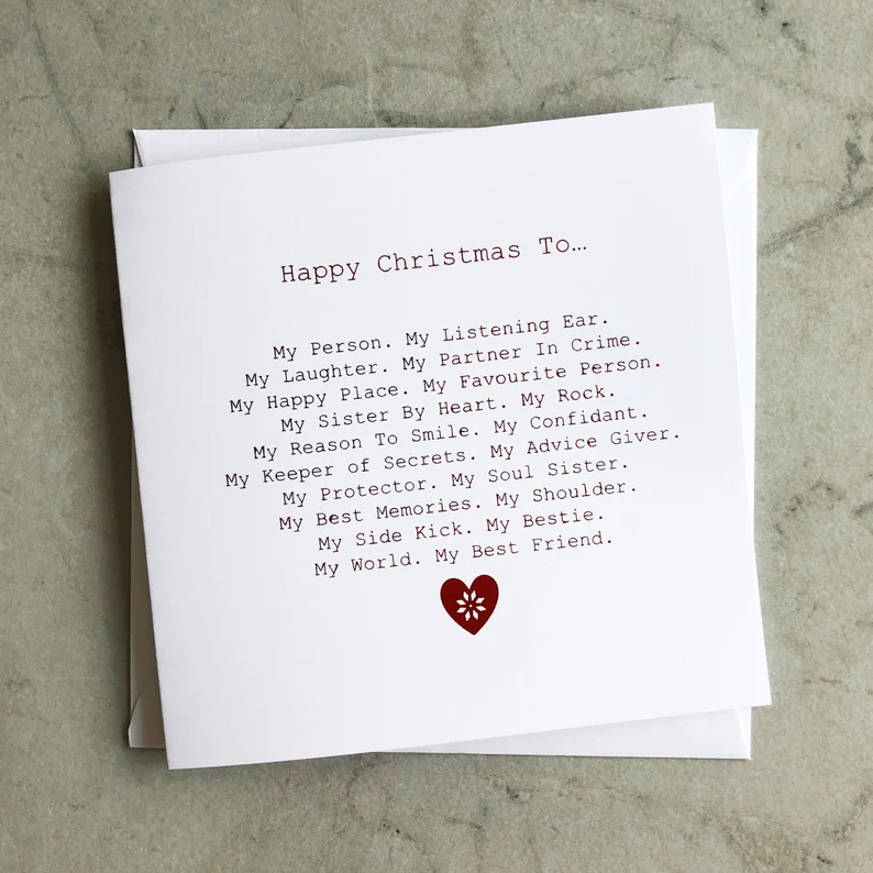 Poem My Best Friend Christmas Card - Red Foil