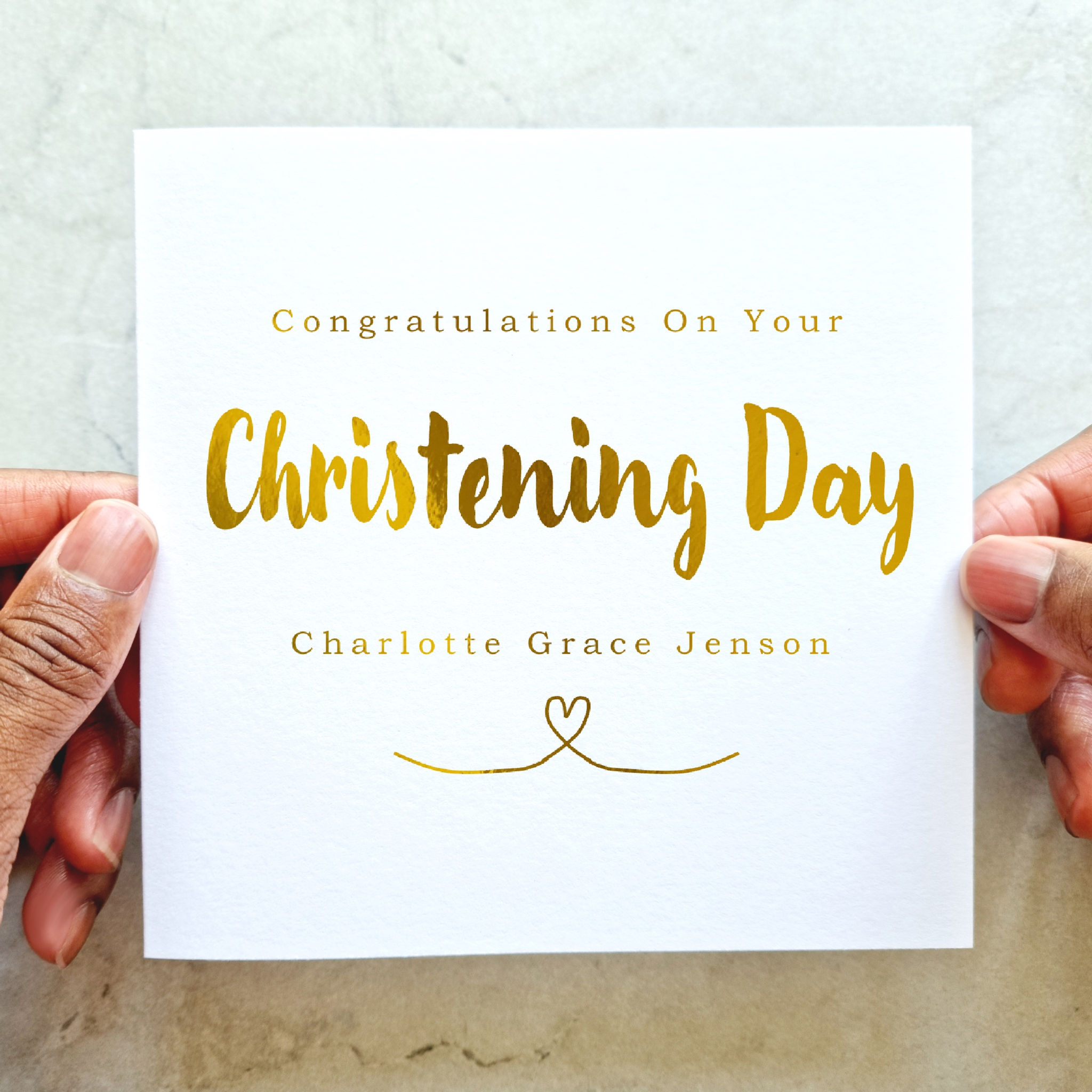 Personalised Christening Card - Congratulations - Gold Foil