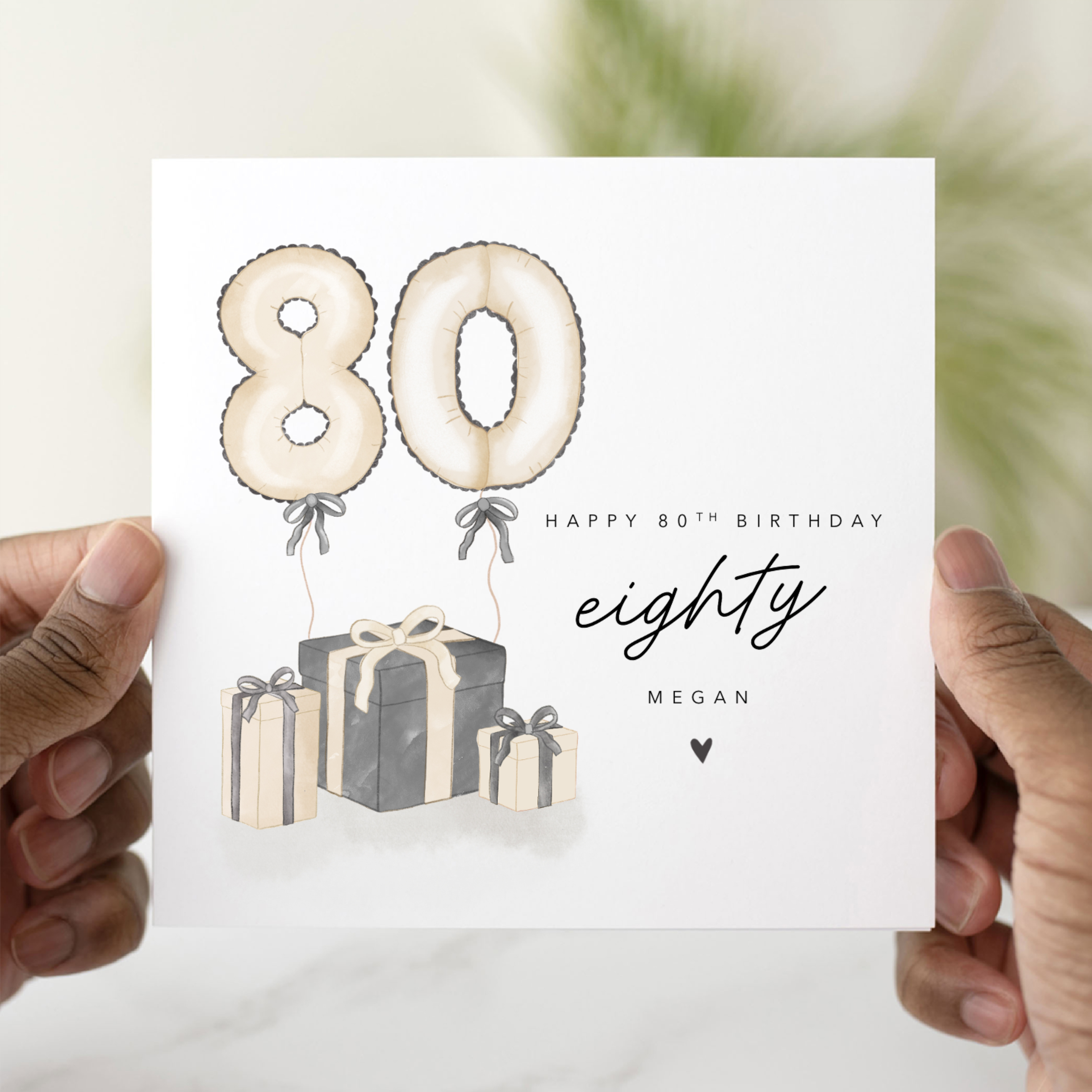 Personalised Present 80th Birthday Card