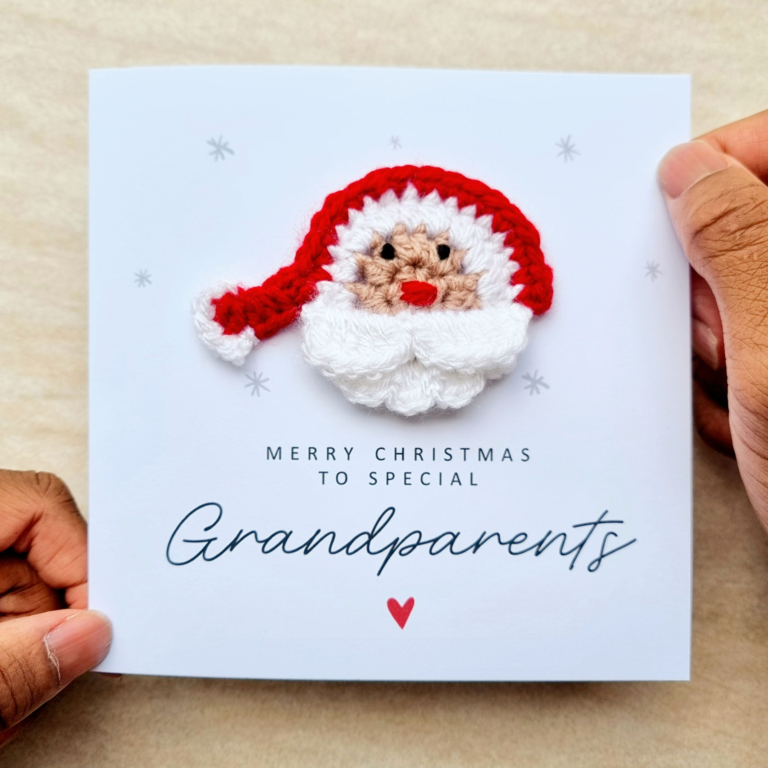 Grandparents Christmas Card - Crochet Santa