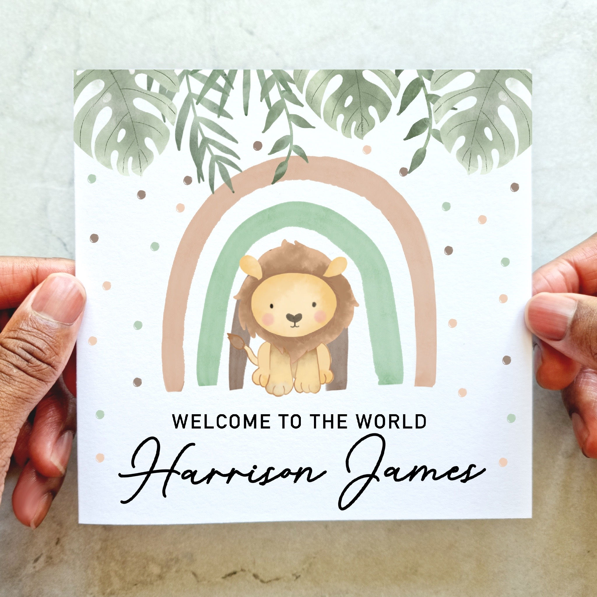 Personalised New Baby Card - Lion