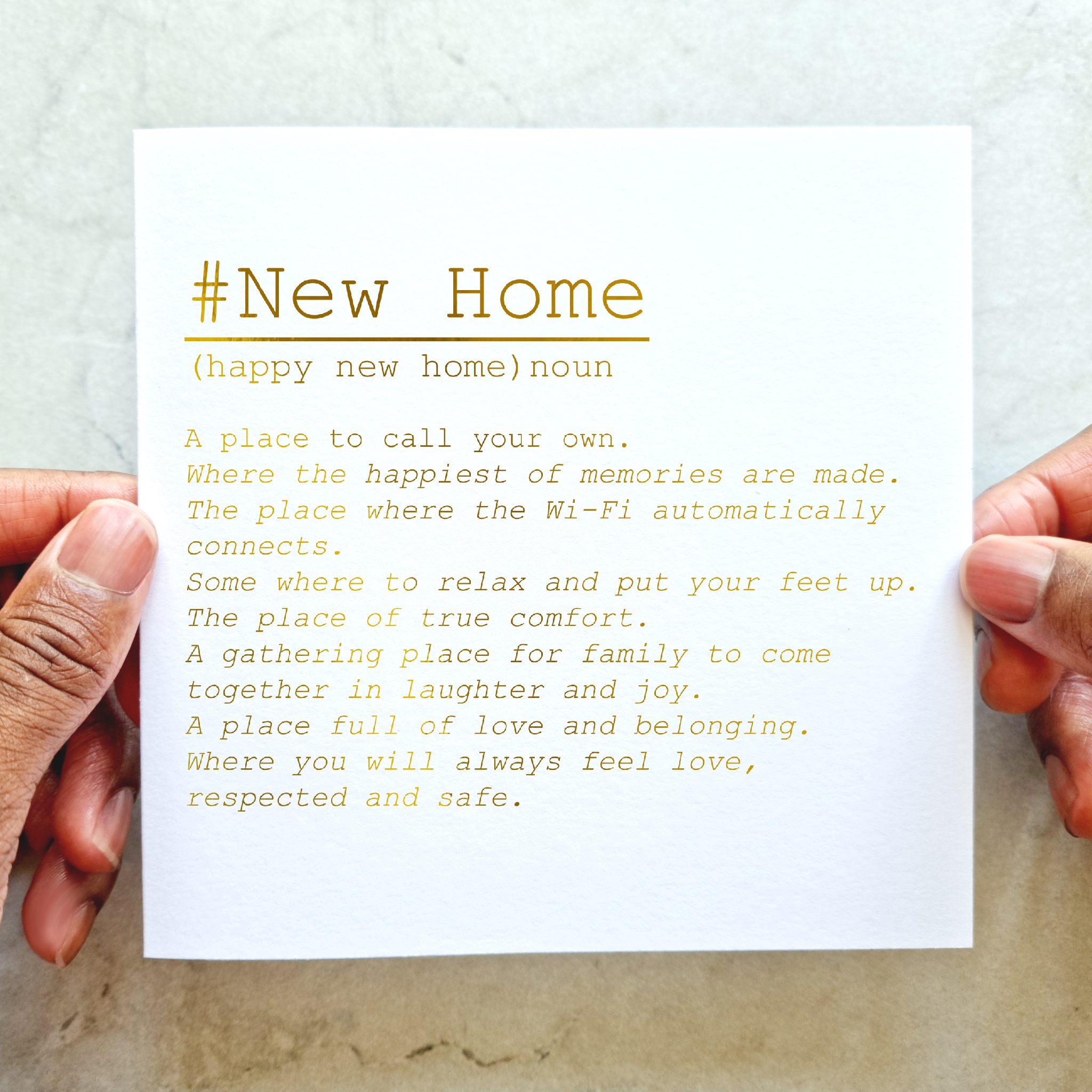 New Home Card - New Home Definition - Gold Foil