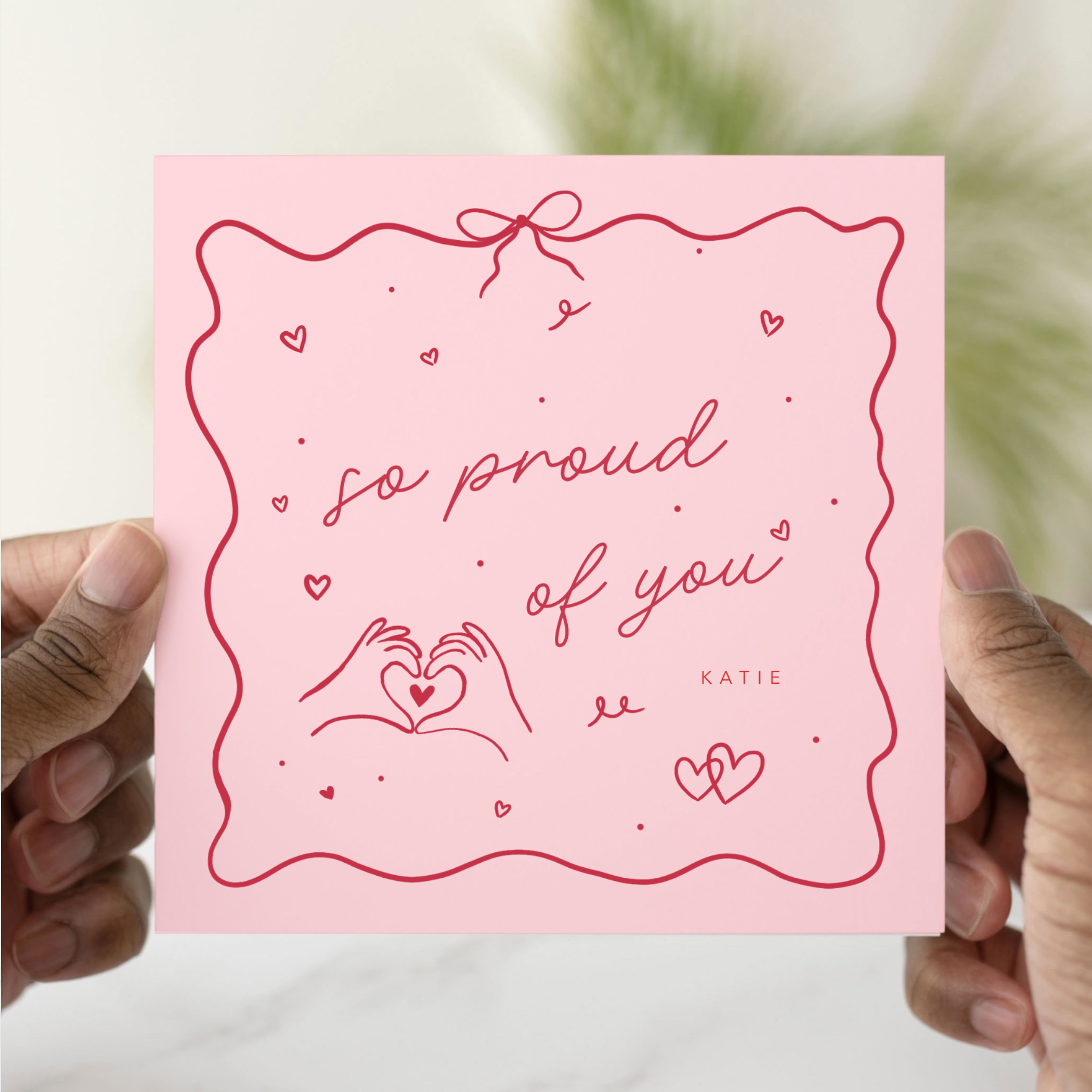Personalised Pink Congratulations Card - So Proud of You