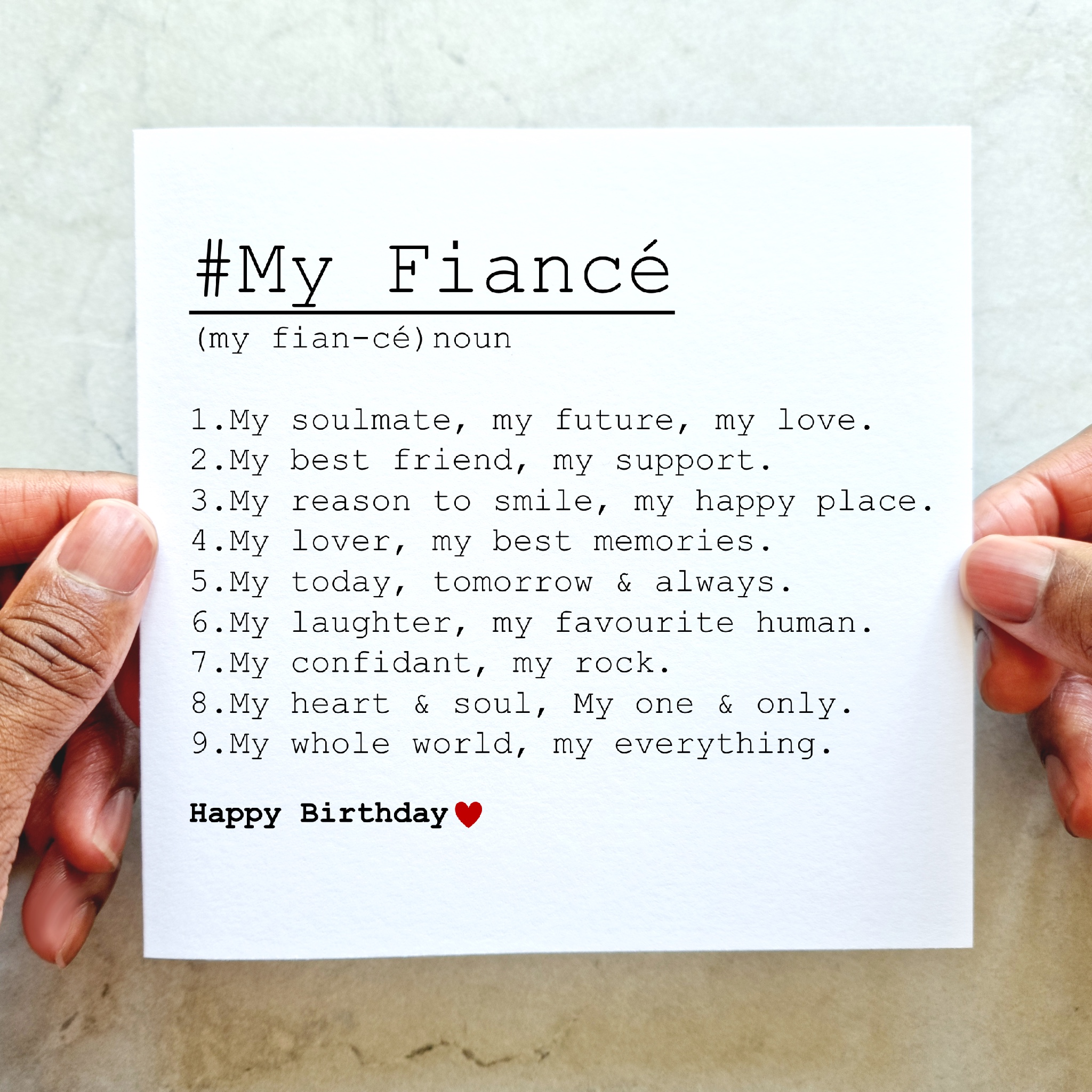 Fiancé Birthday Card - Definition