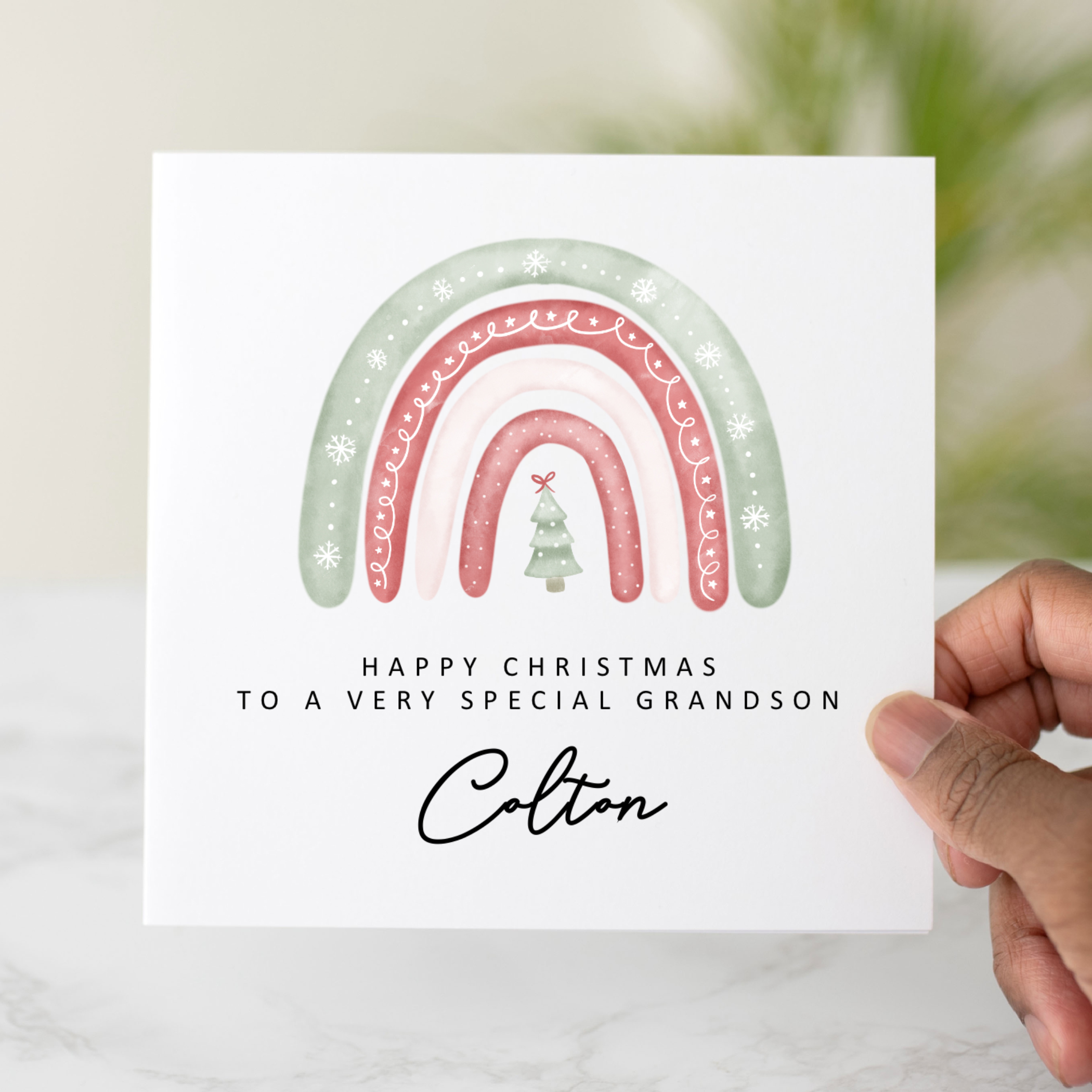 Personalised Grandson Christmas Card - Rainbow