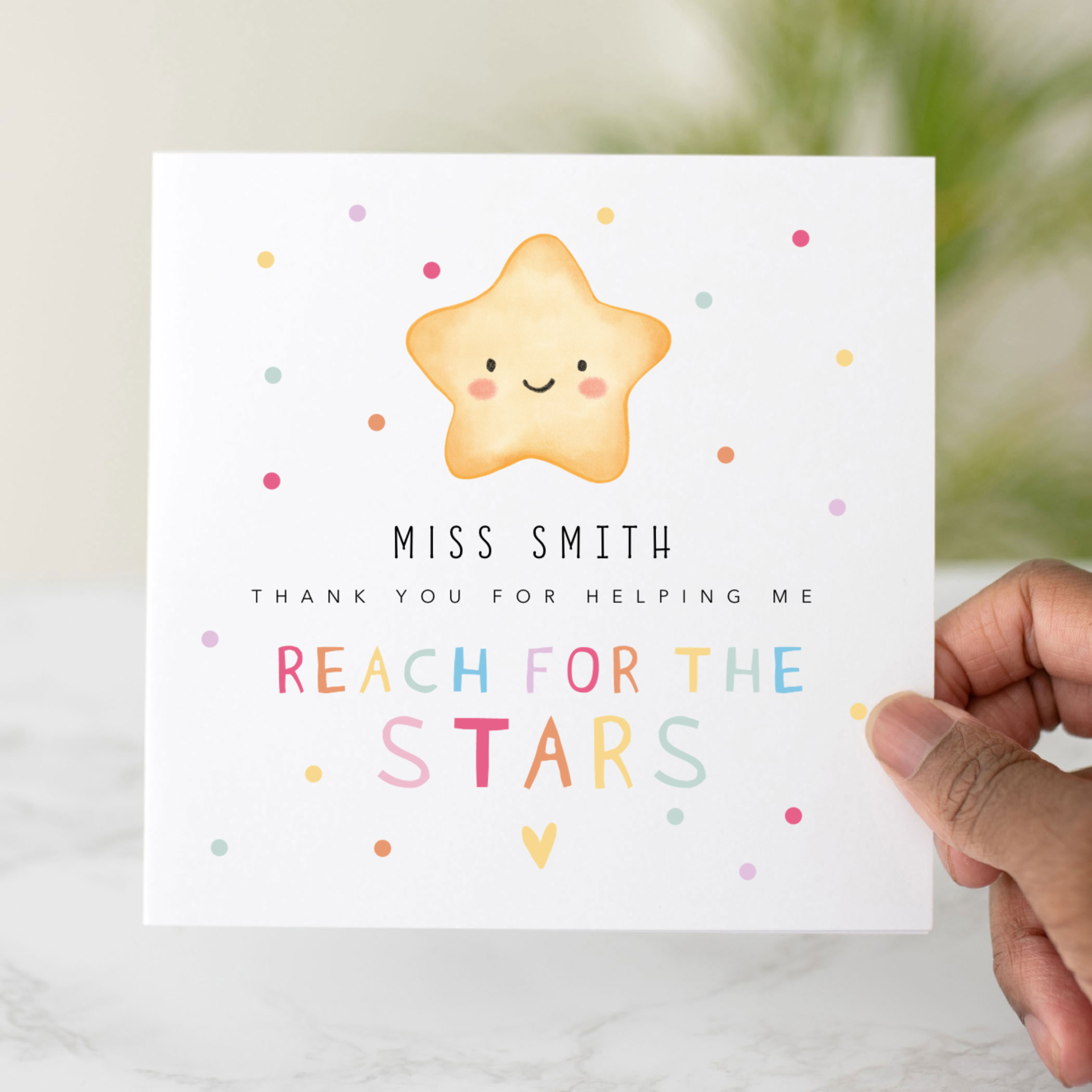 Personalised Teacher Thank You Card - Stars