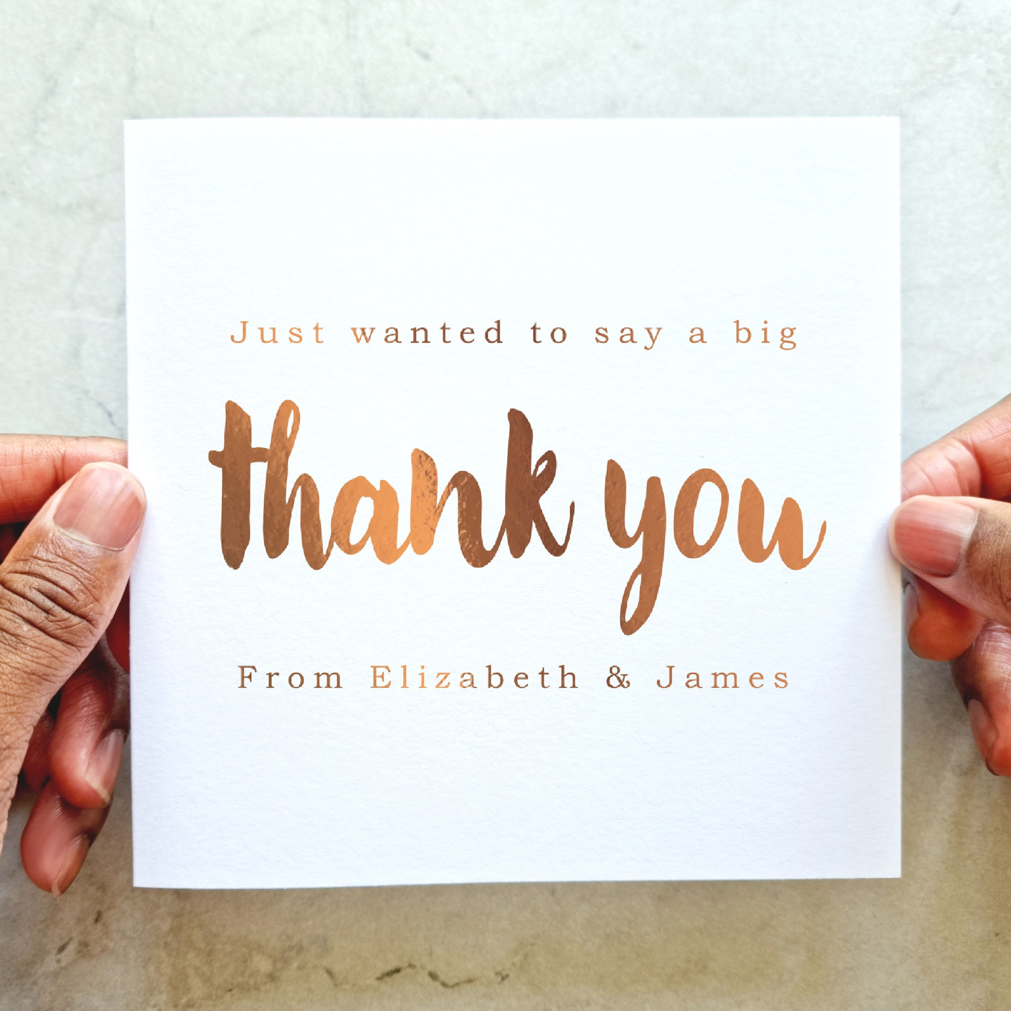 Personalised Thank You Card - Rose Gold Foil