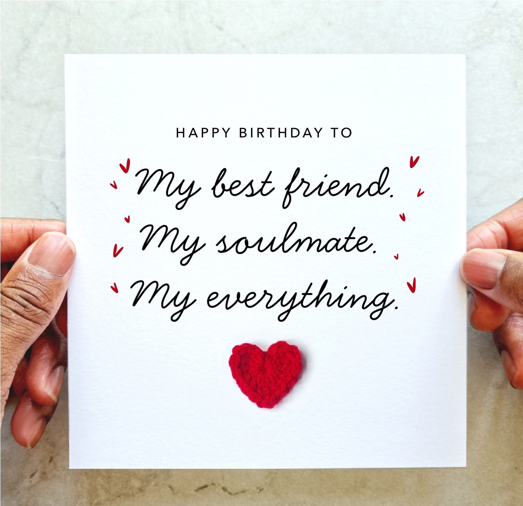 Romantic Birthday Card - Soulmate - Crochet Heart