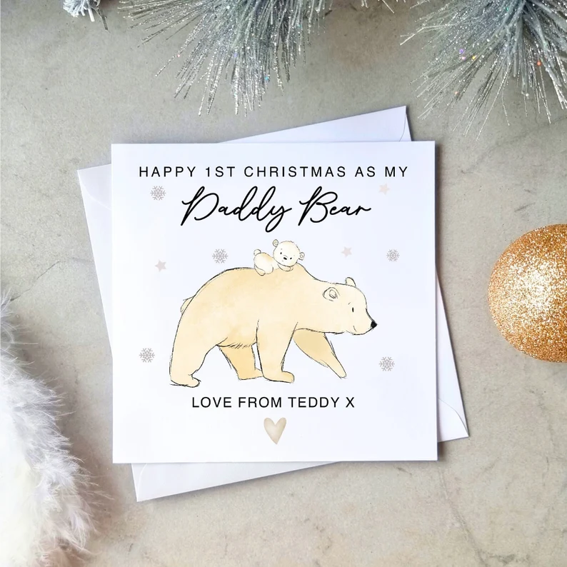 Personalised Daddy 1st Christmas Card - Daddy Bear
