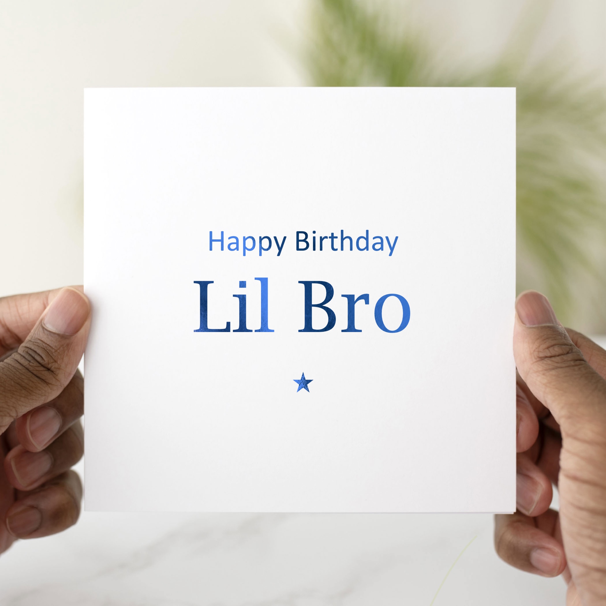 Lil Bro Birthday Card - Blue Foil