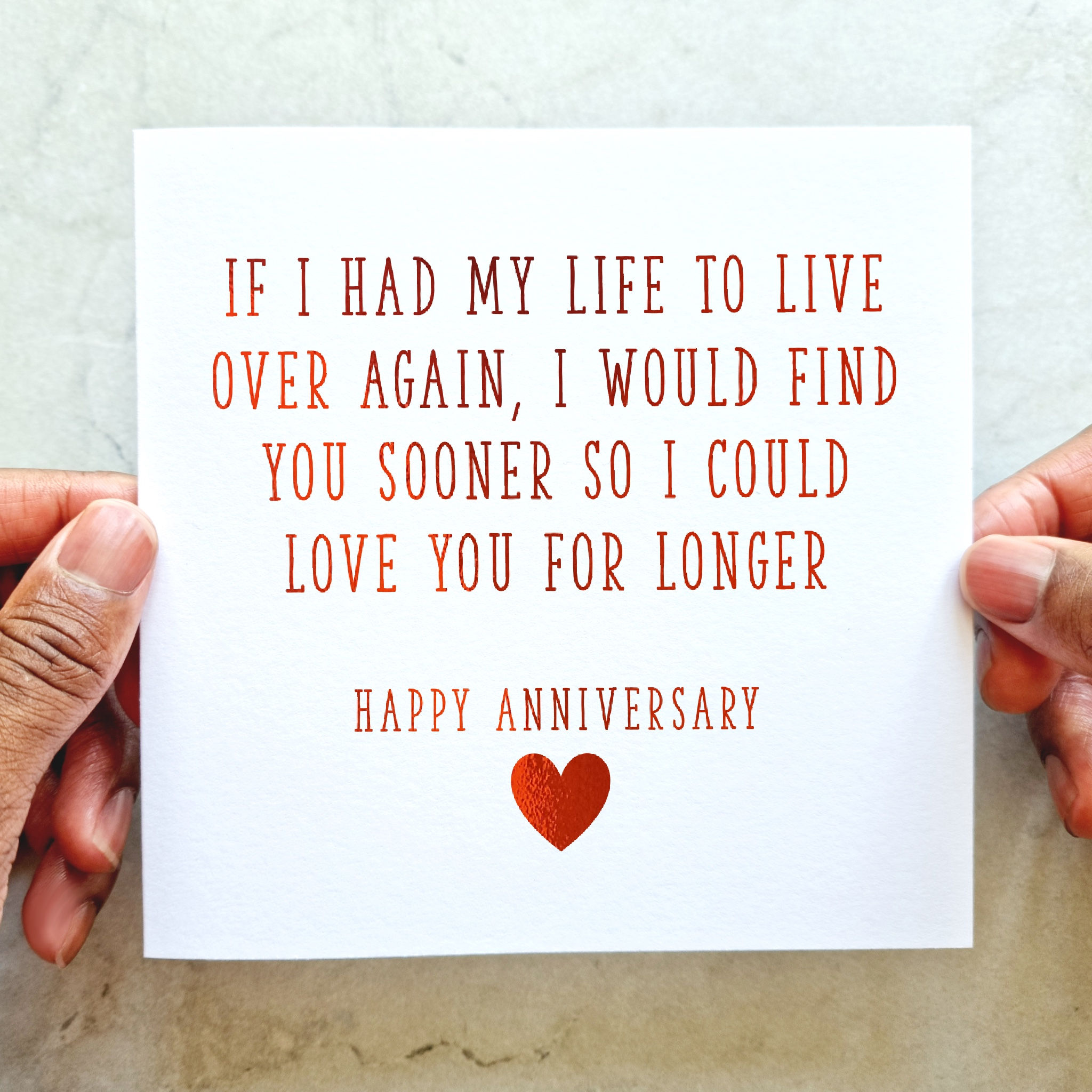 Romantic Anniversary Card - Red Foil