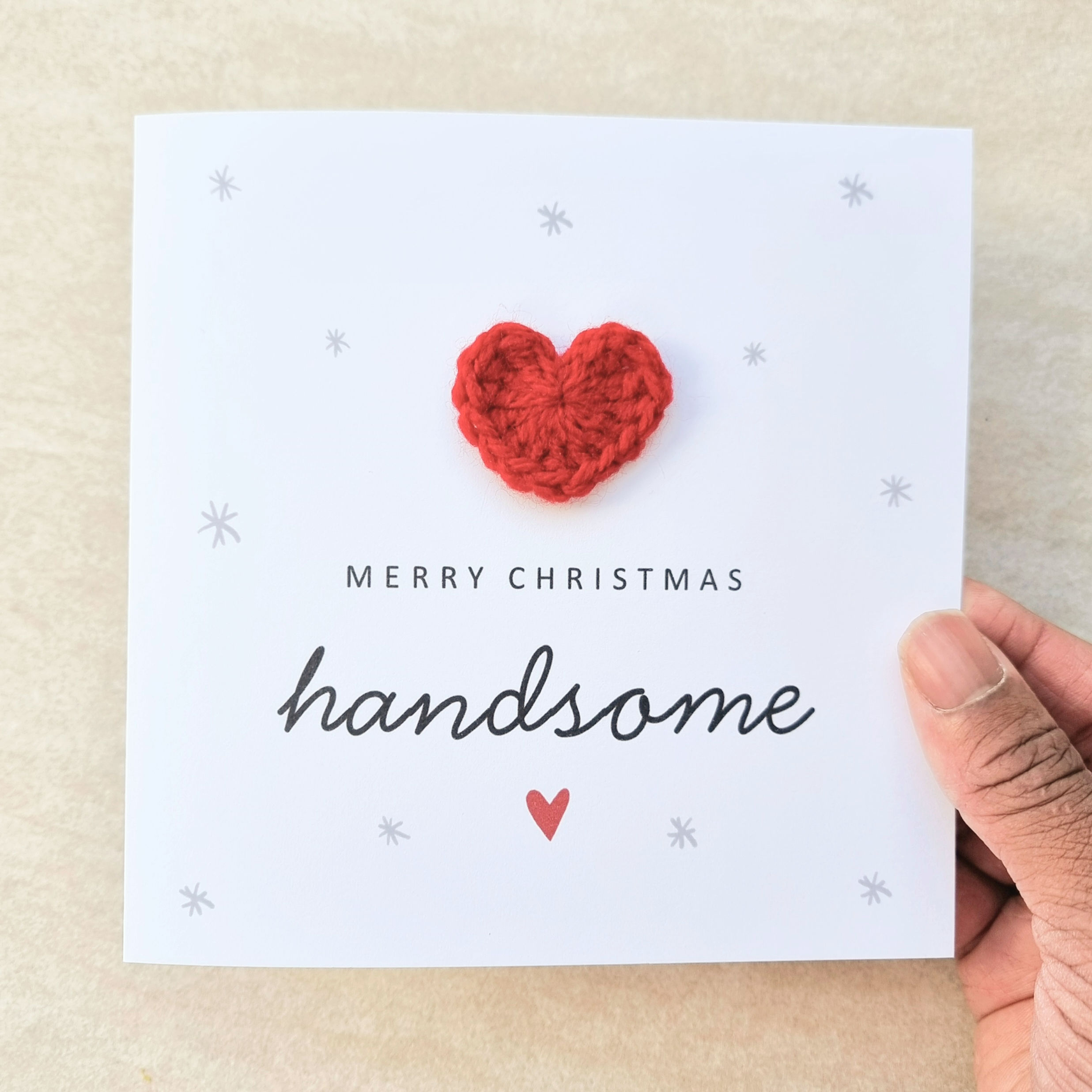 Handsome Christmas Card - Crochet Heart