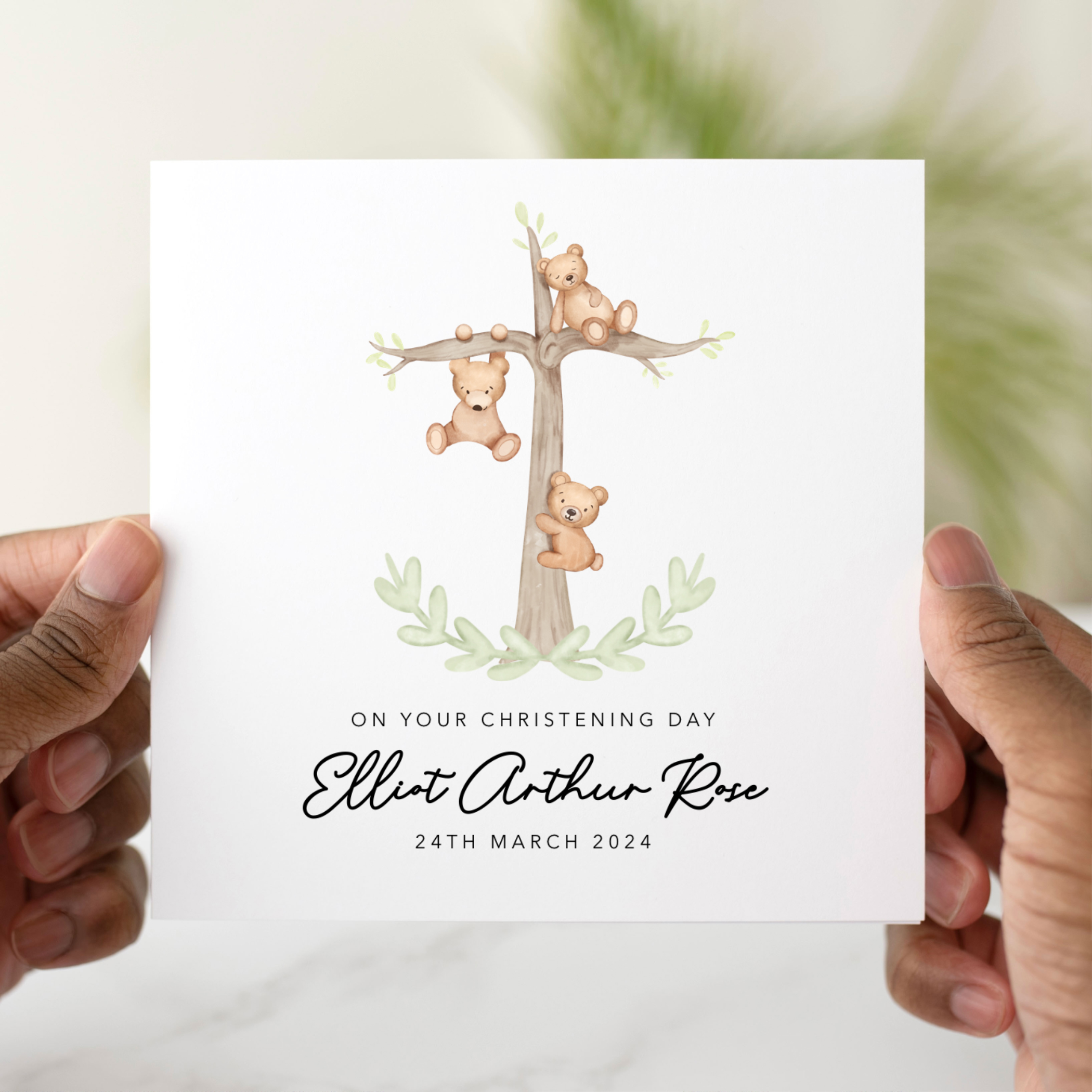 Personalised Christening Card - Teddy