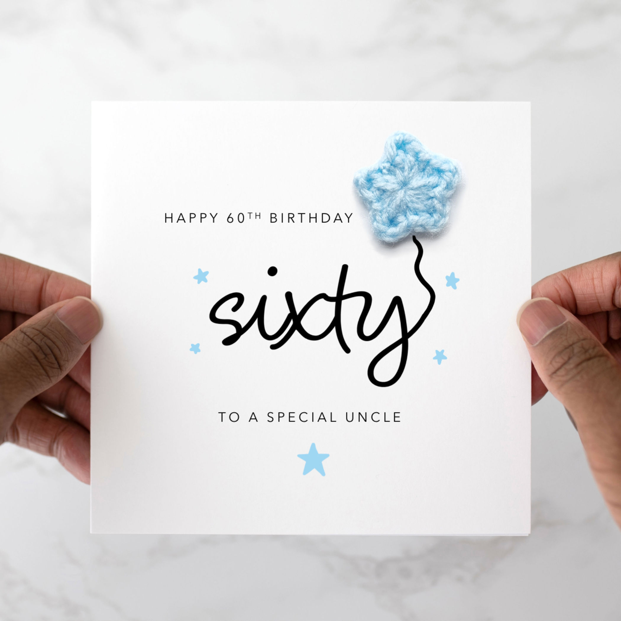 Uncle 60th Birthday Card - Crochet Star