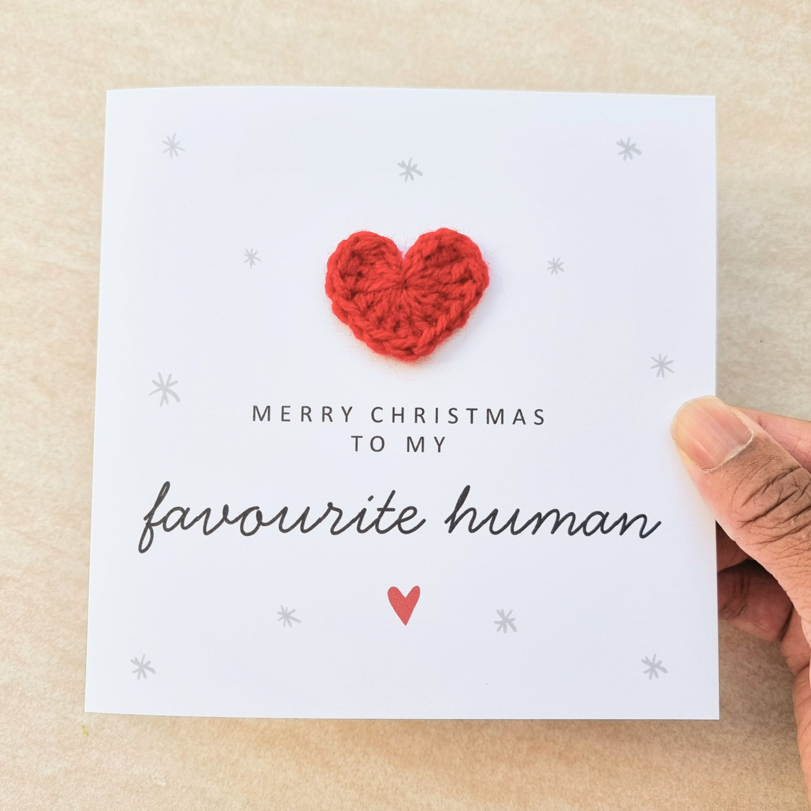 Favourite Human Christmas Card - Crochet Heart