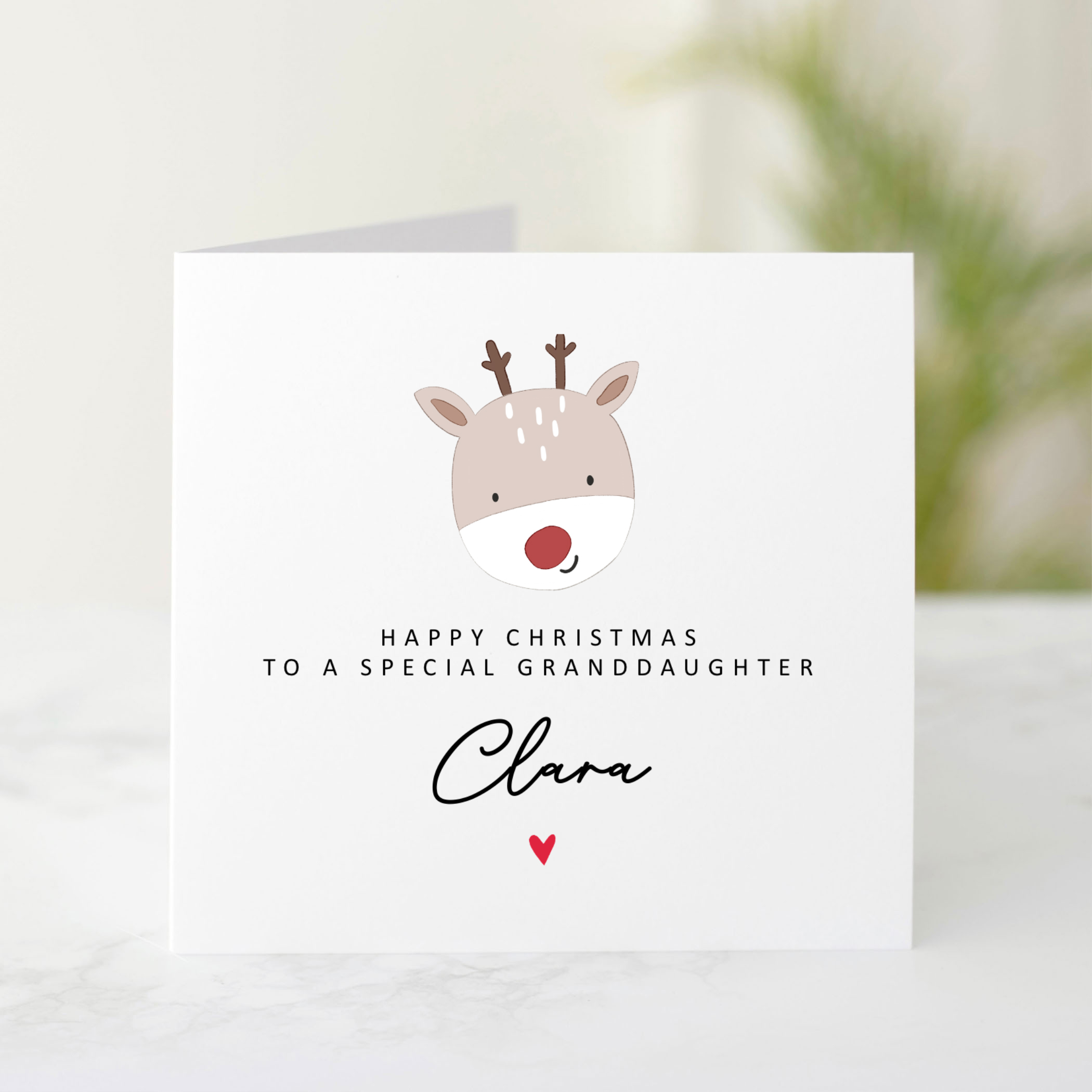Personalised Granddaughter Christmas Card - Reindeer