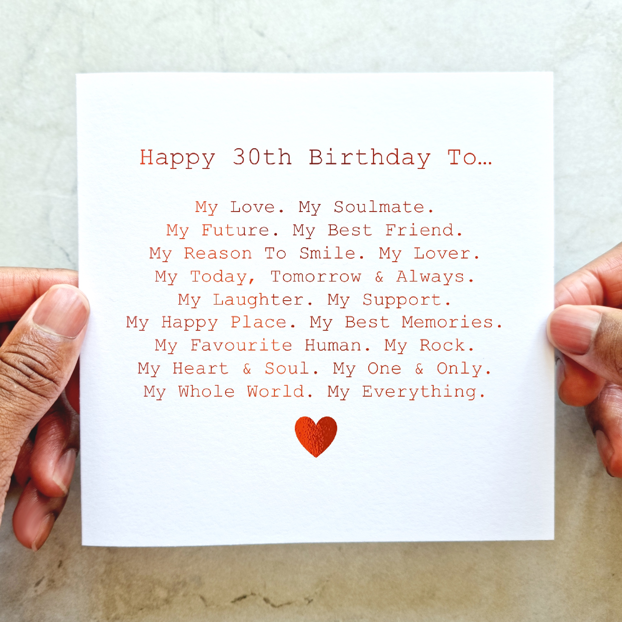 30th Birthday Card - My Everything - Red Foil