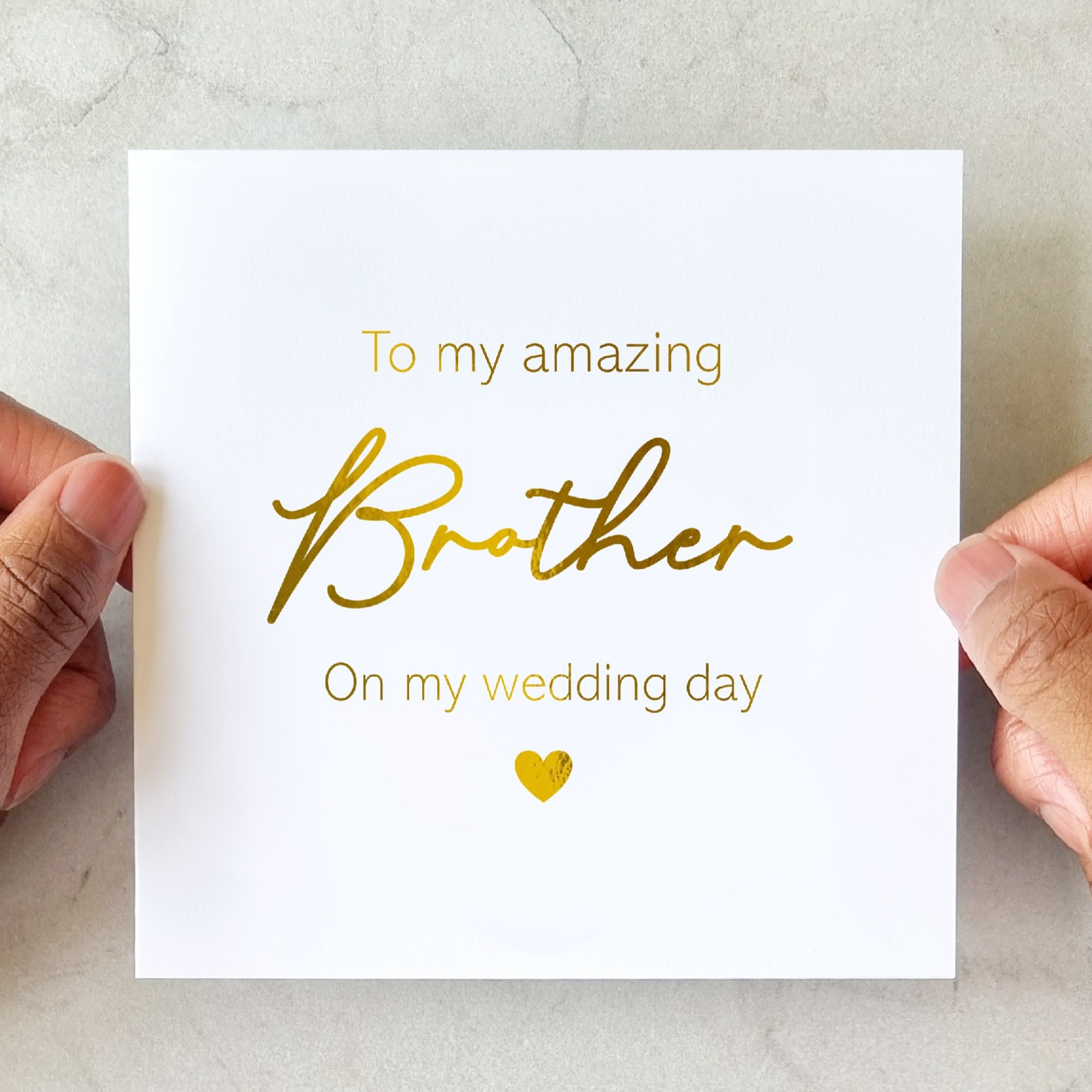 Brother Wedding Card - On My Wedding - Gold Foil