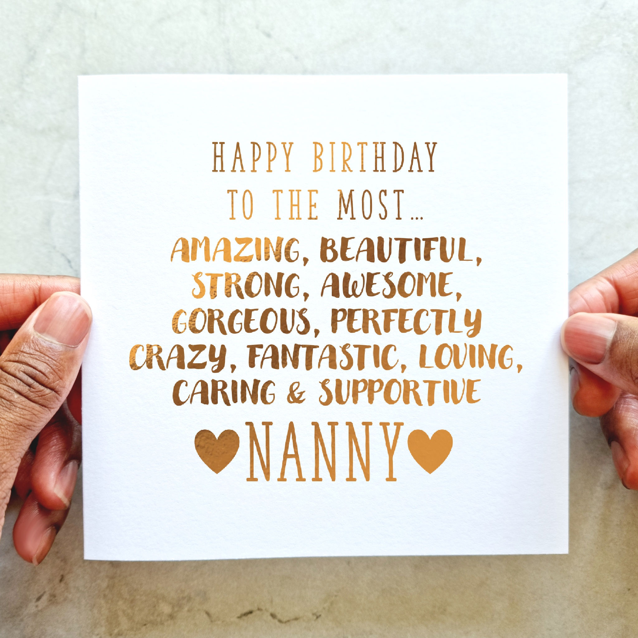 Special Nanny Birthday Card - Rose Gold Foil