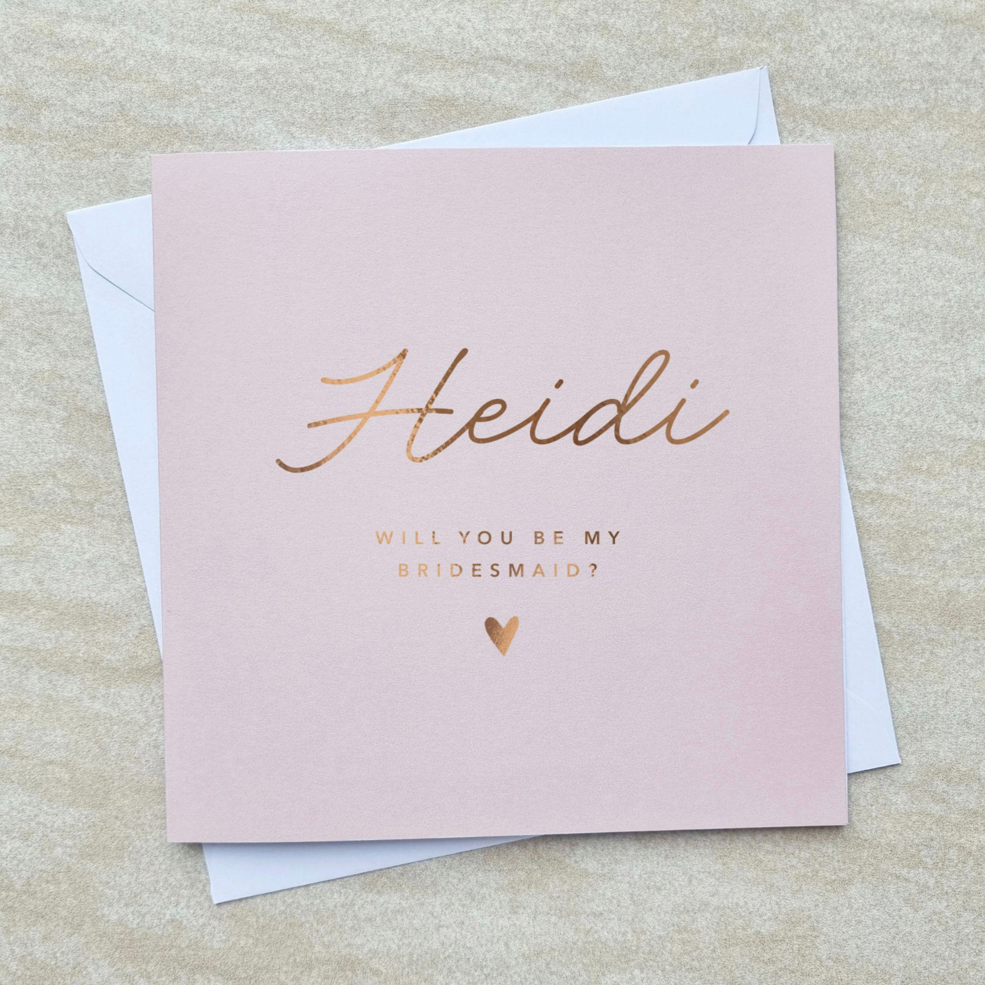 Personalised Will You Be My Bridesmaid Card - Rose Gold Foil
