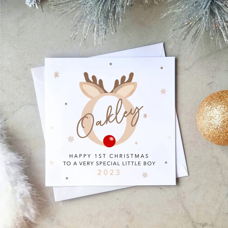 Personalised Little Boy Christmas Card - Letter