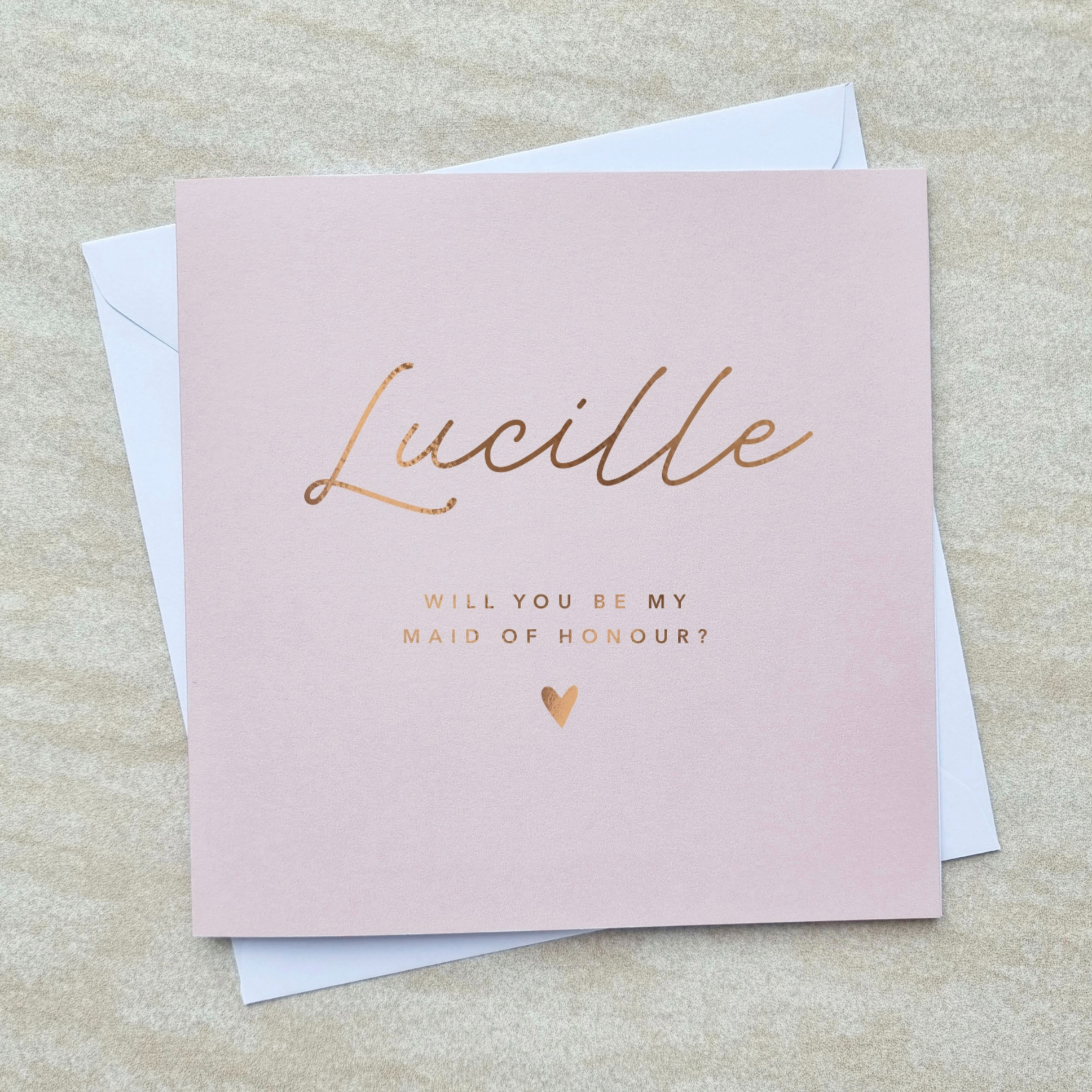 Personalised Will You Be My Maid of Honour Card - Rose Gold Foil