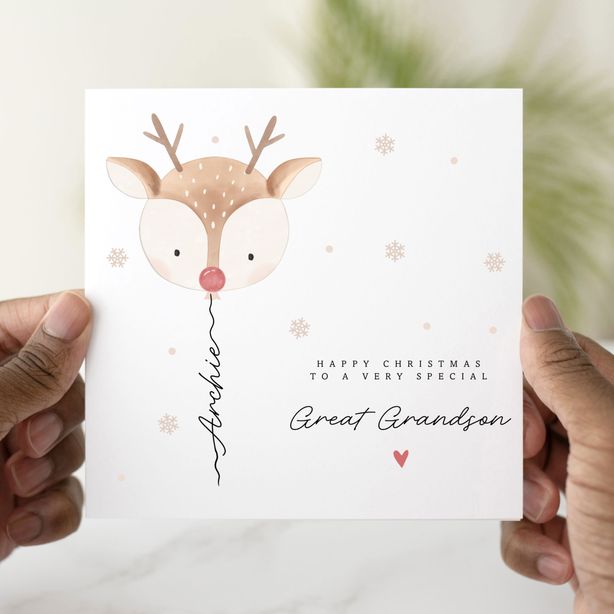 Personalised Great Grandson Christmas Card - Reindeer