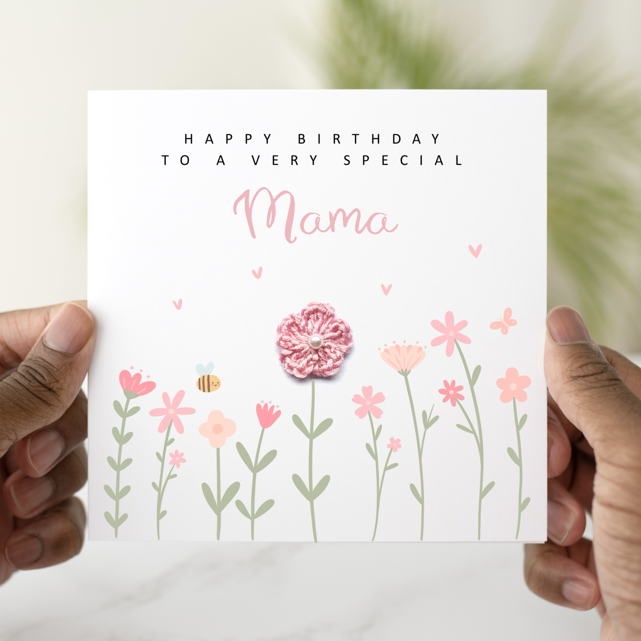 Cute Mama Birthday Card - Crochet Flower