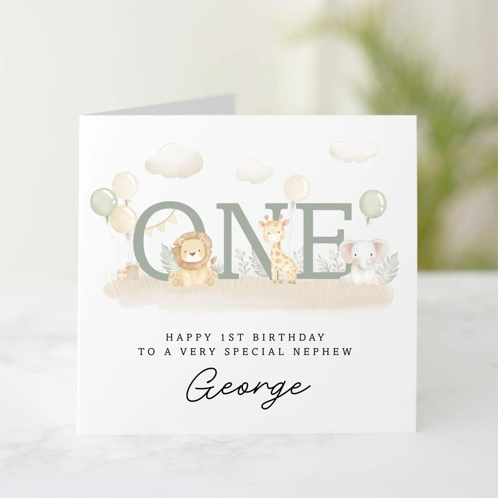 Personalised 1st Birthday Card - One Safari