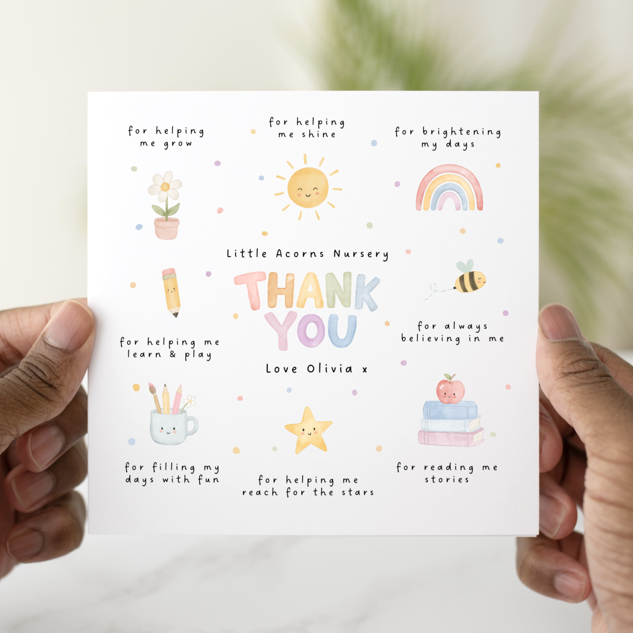 Personalised Cute Watercolour Nursery Thank You Card