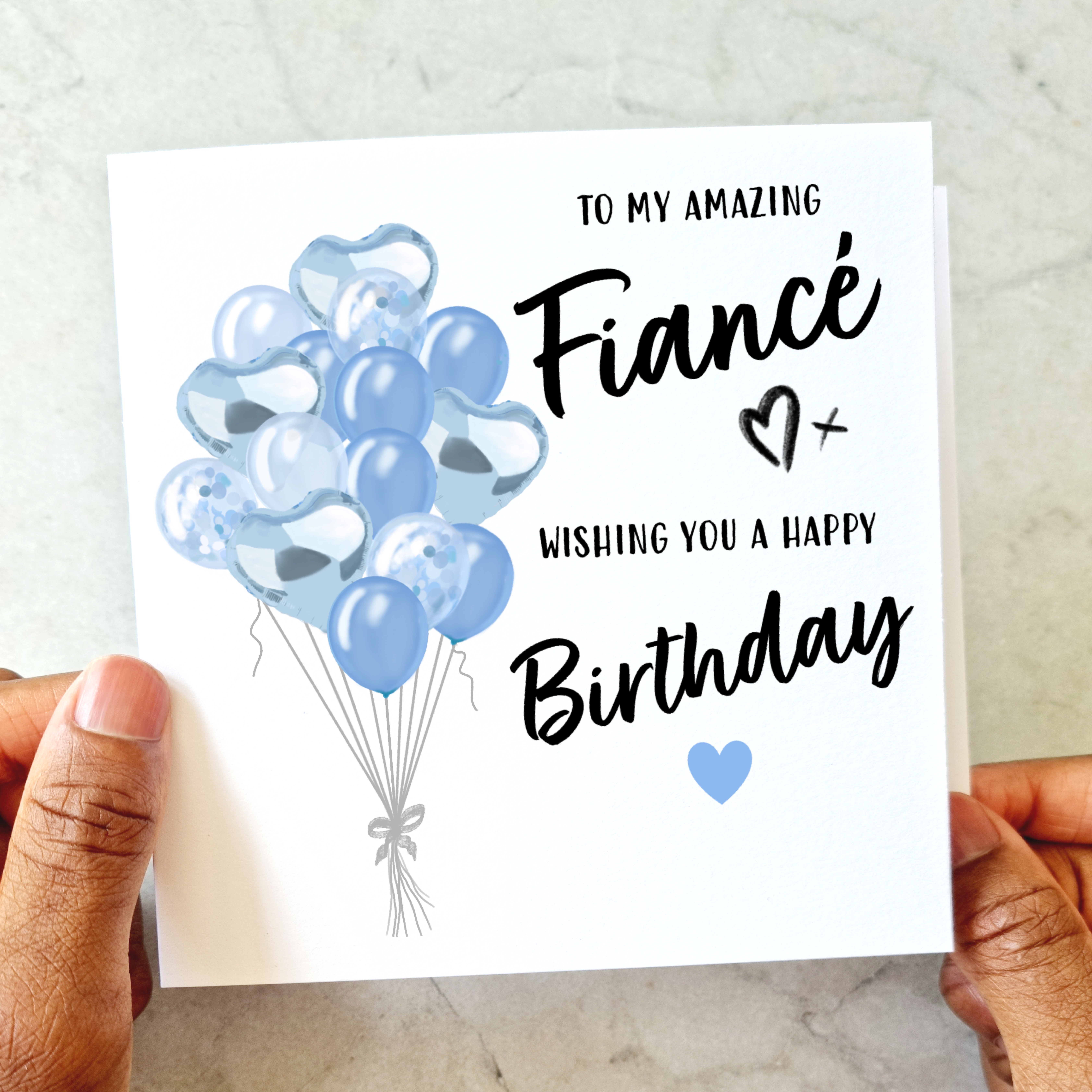 Fiancé Birthday Card - Balloons