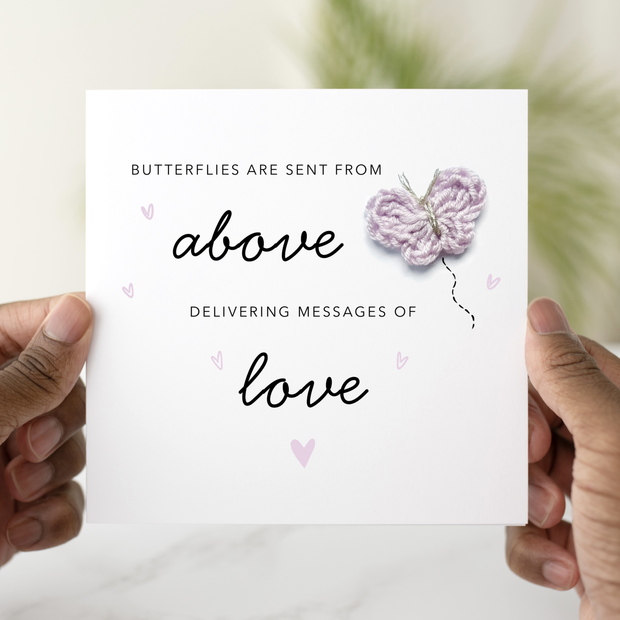 Sympathy Card - Above - Crochet Butterfly