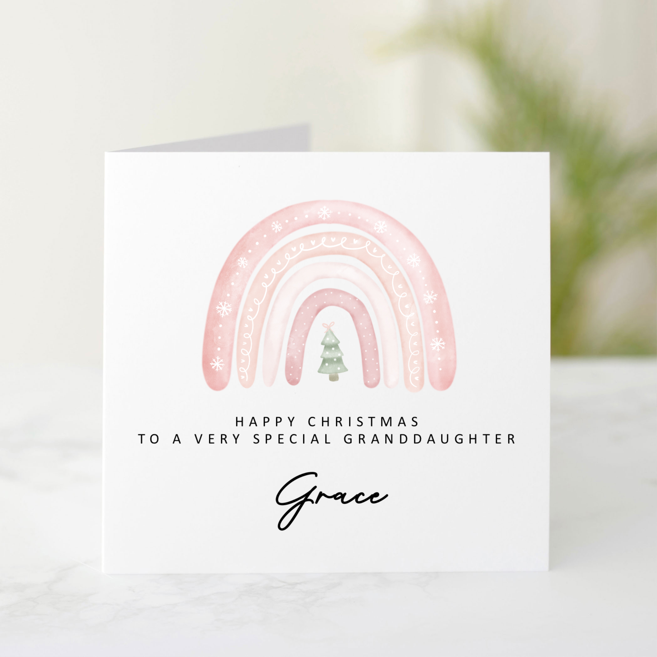 Personalised Granddaughter Christmas Card - Rainbow